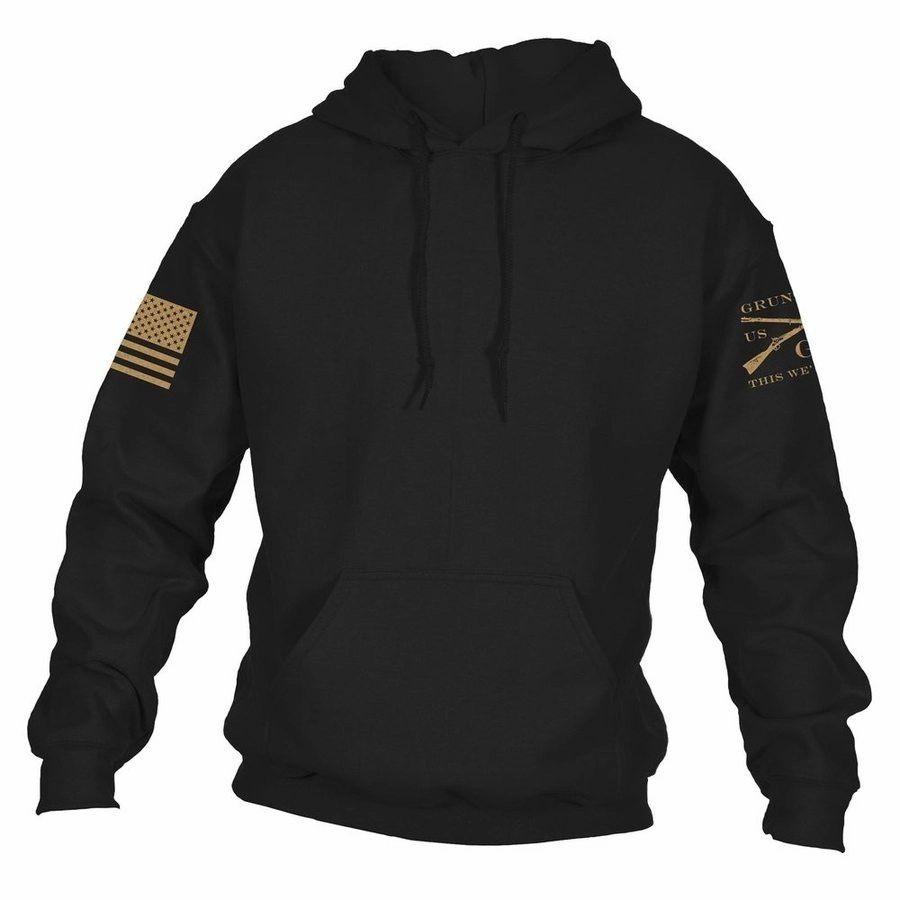 Basic Hoodie - Black Low Profile Logo Ribbon Details