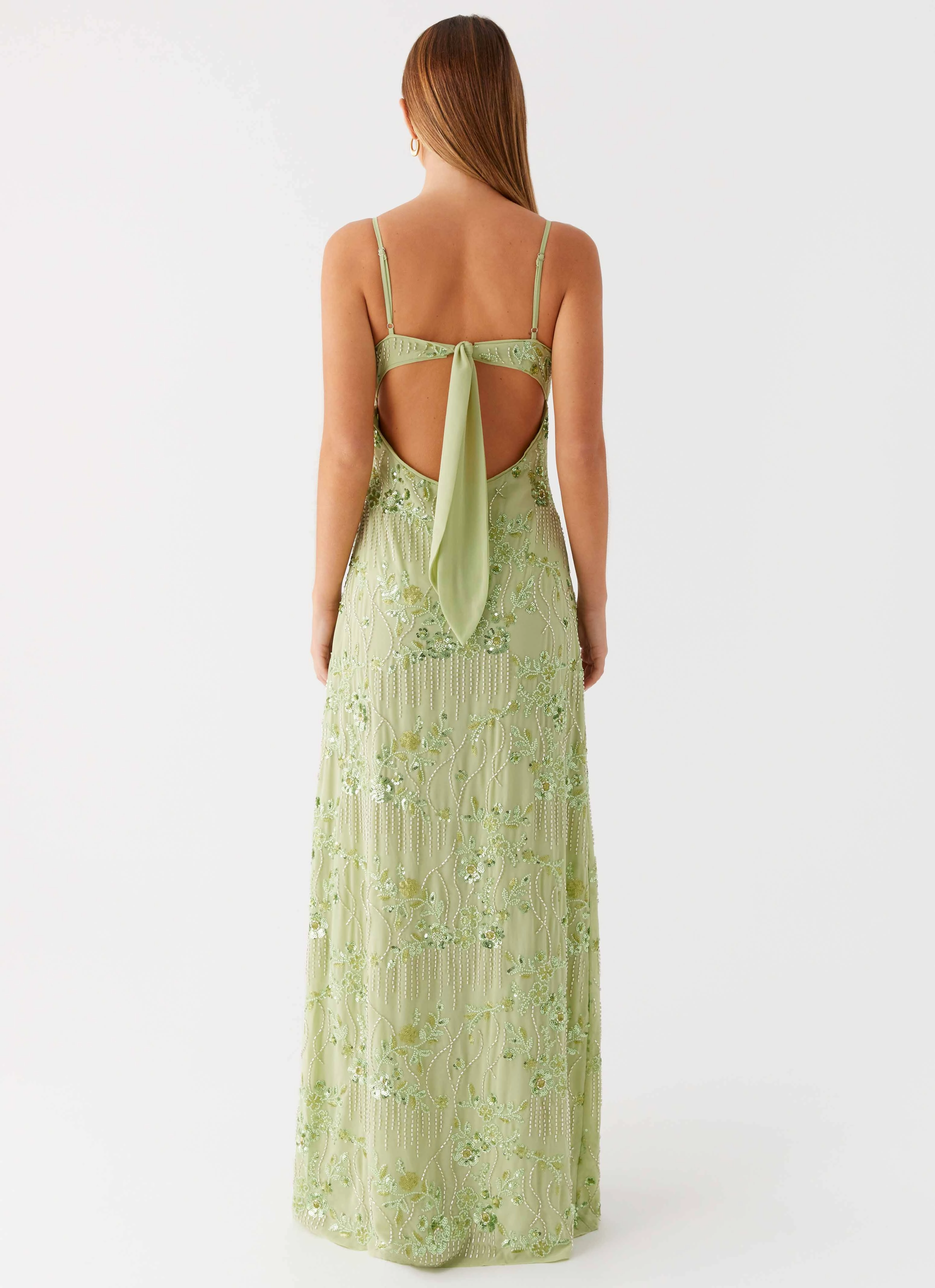Celandine Beaded Maxi Dress - Lime Cute Glow Timeless and Comfortable