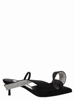 Effortless Foot Step Comfortable Fit System Satin Mules With Maximal Bow