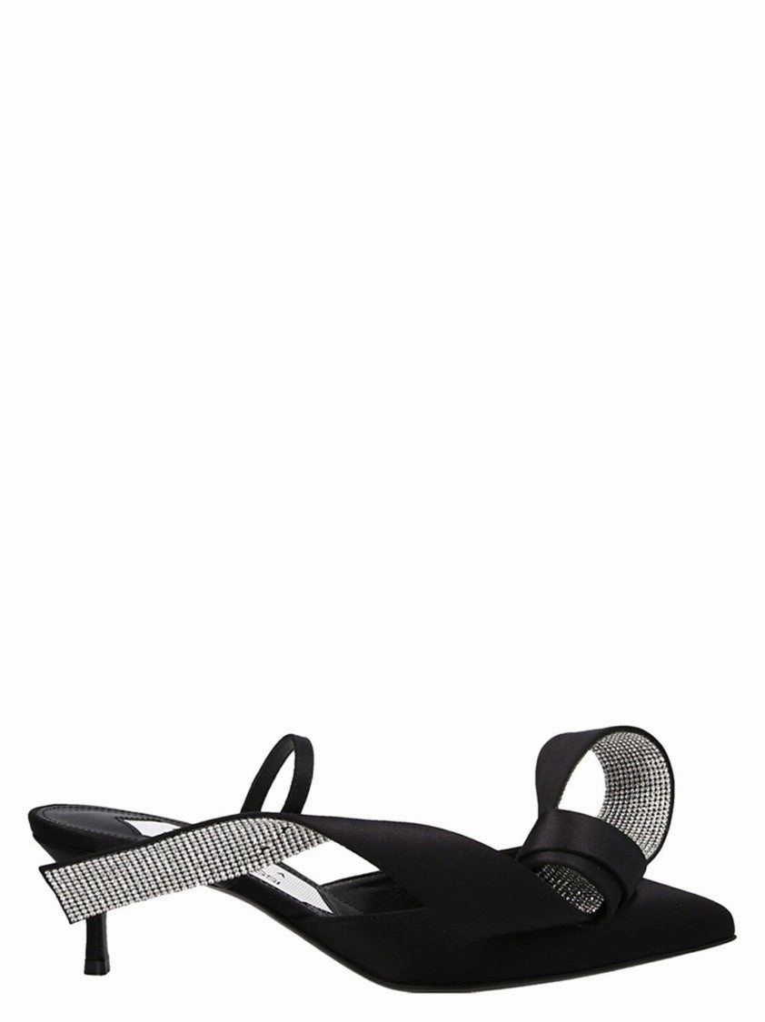 Comfort Slip-On Satin Mules With Maximal Bow