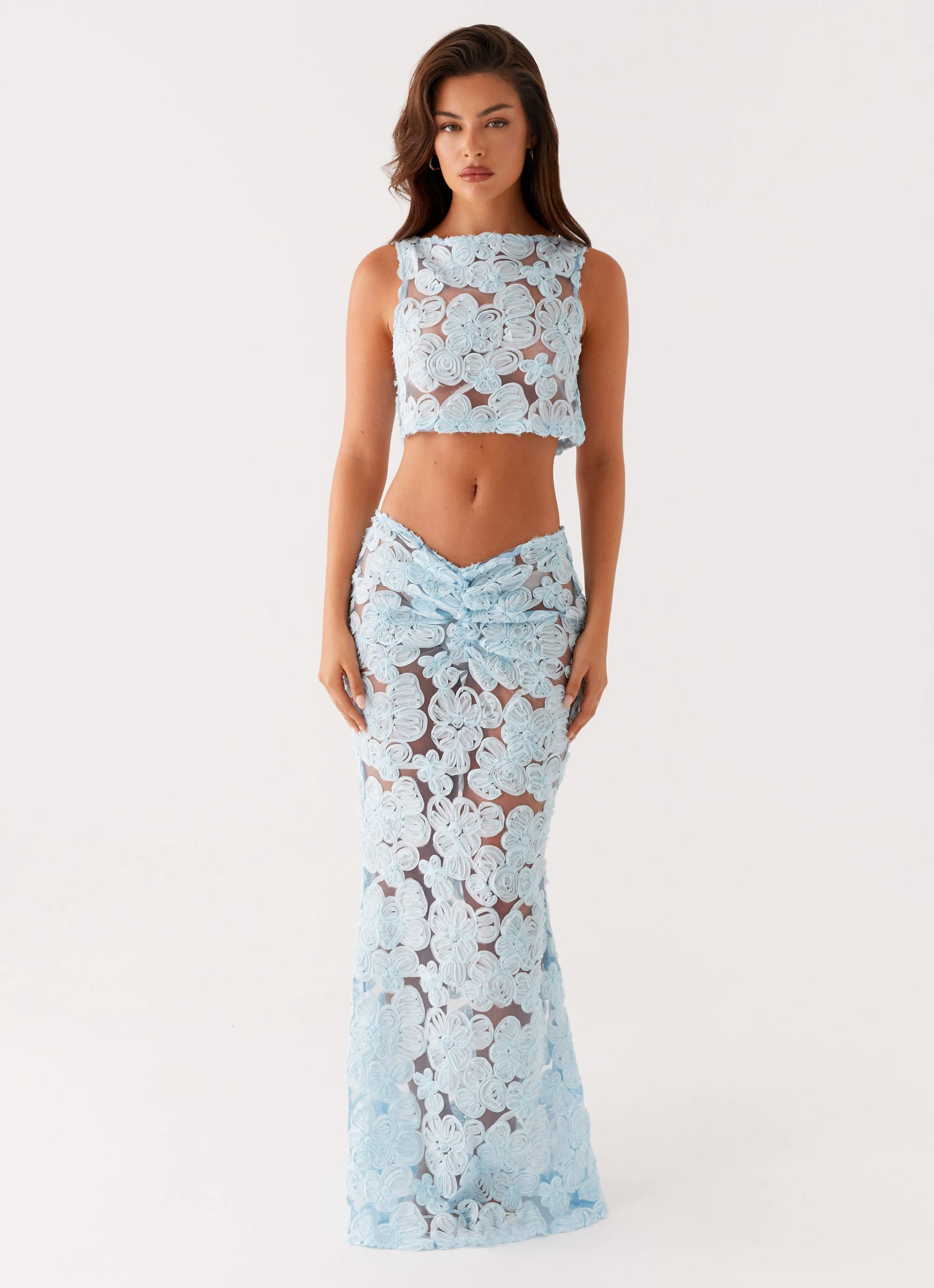 Quiet Mood Fiorella Floret Maxi Skirt - Blue