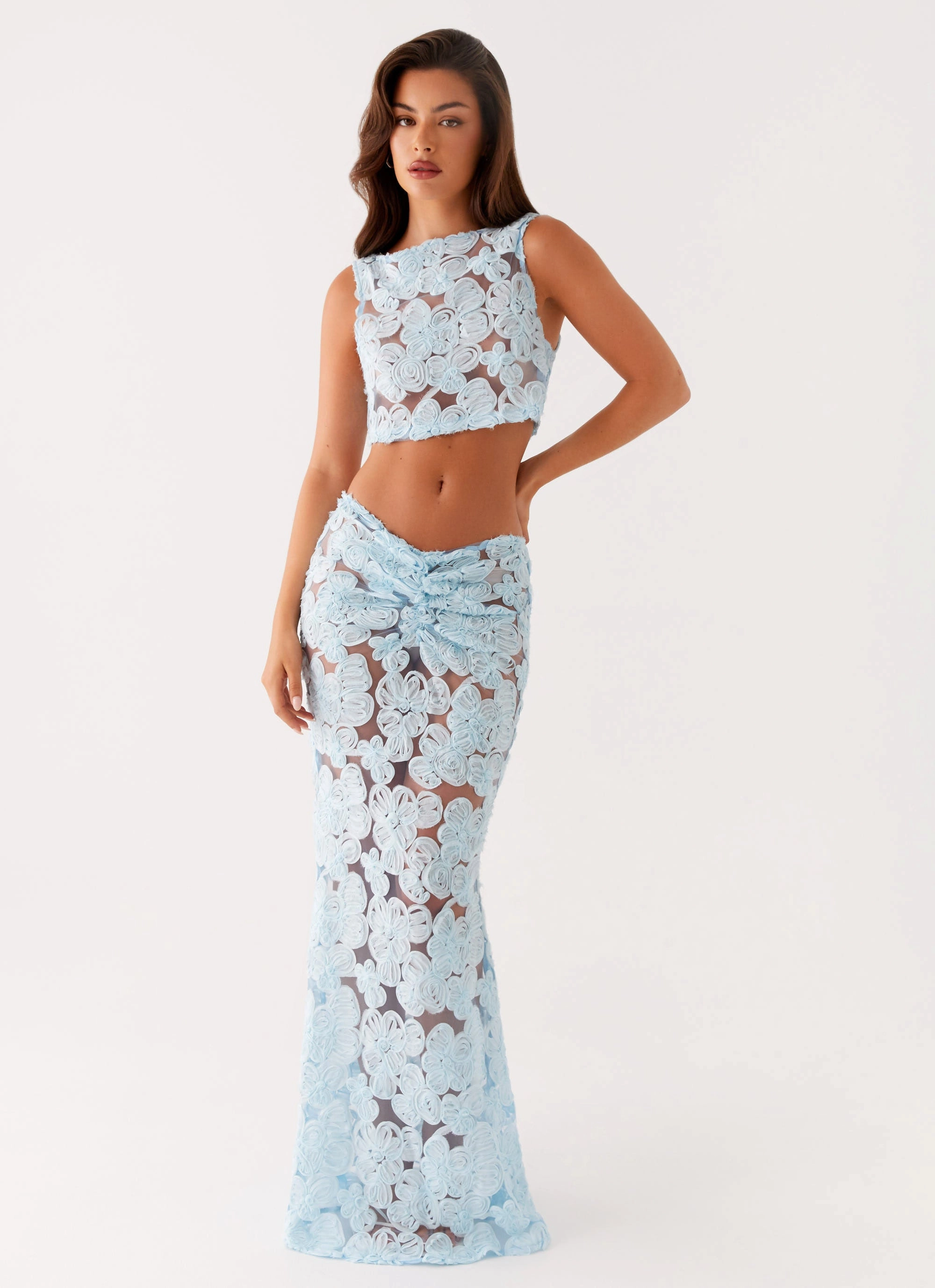 Fiorella Floret Maxi Skirt - Blue Lightweight Piece Travel Fit