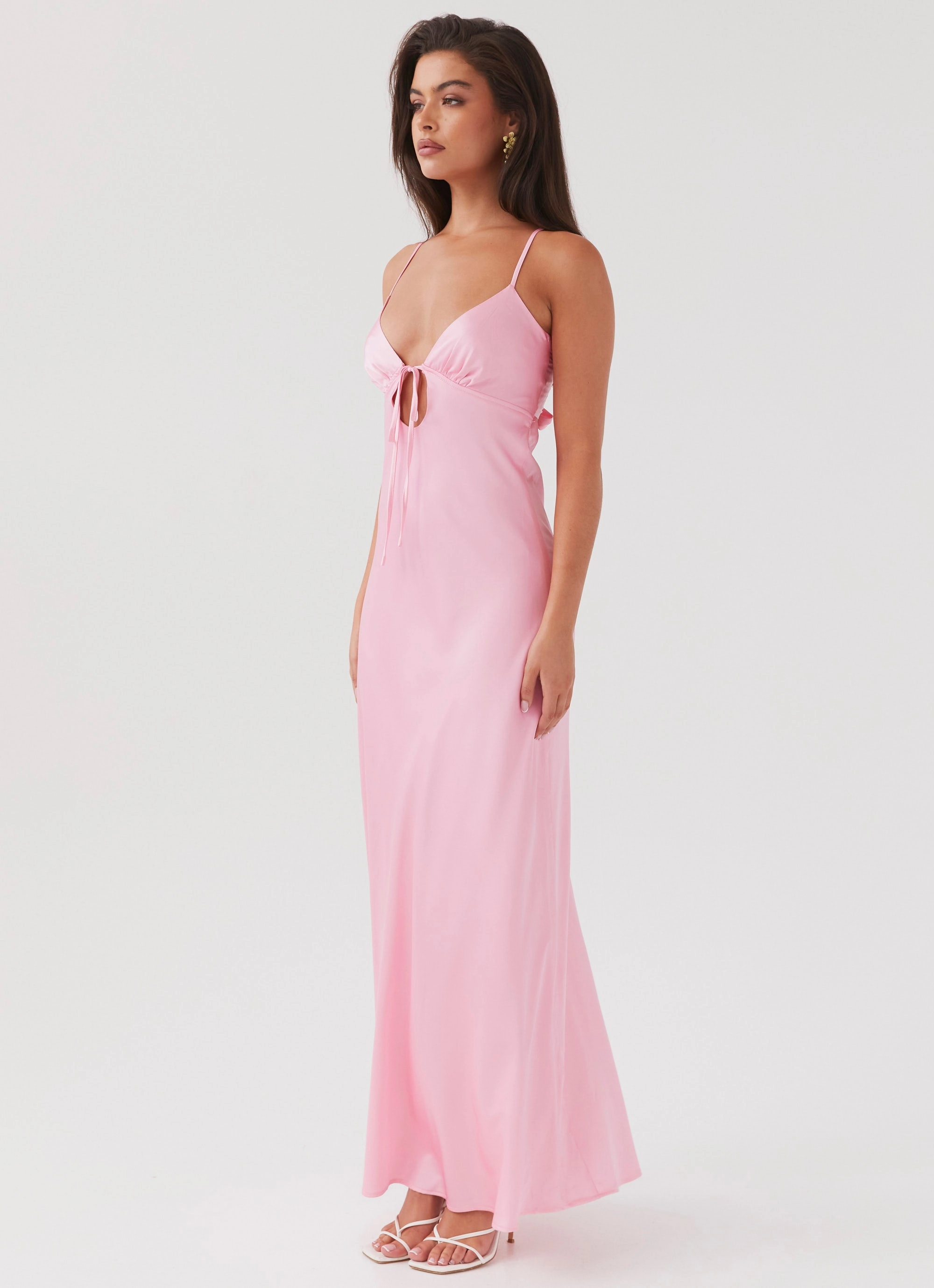 Soft Lines Flora Satin Maxi Dress - Candy
