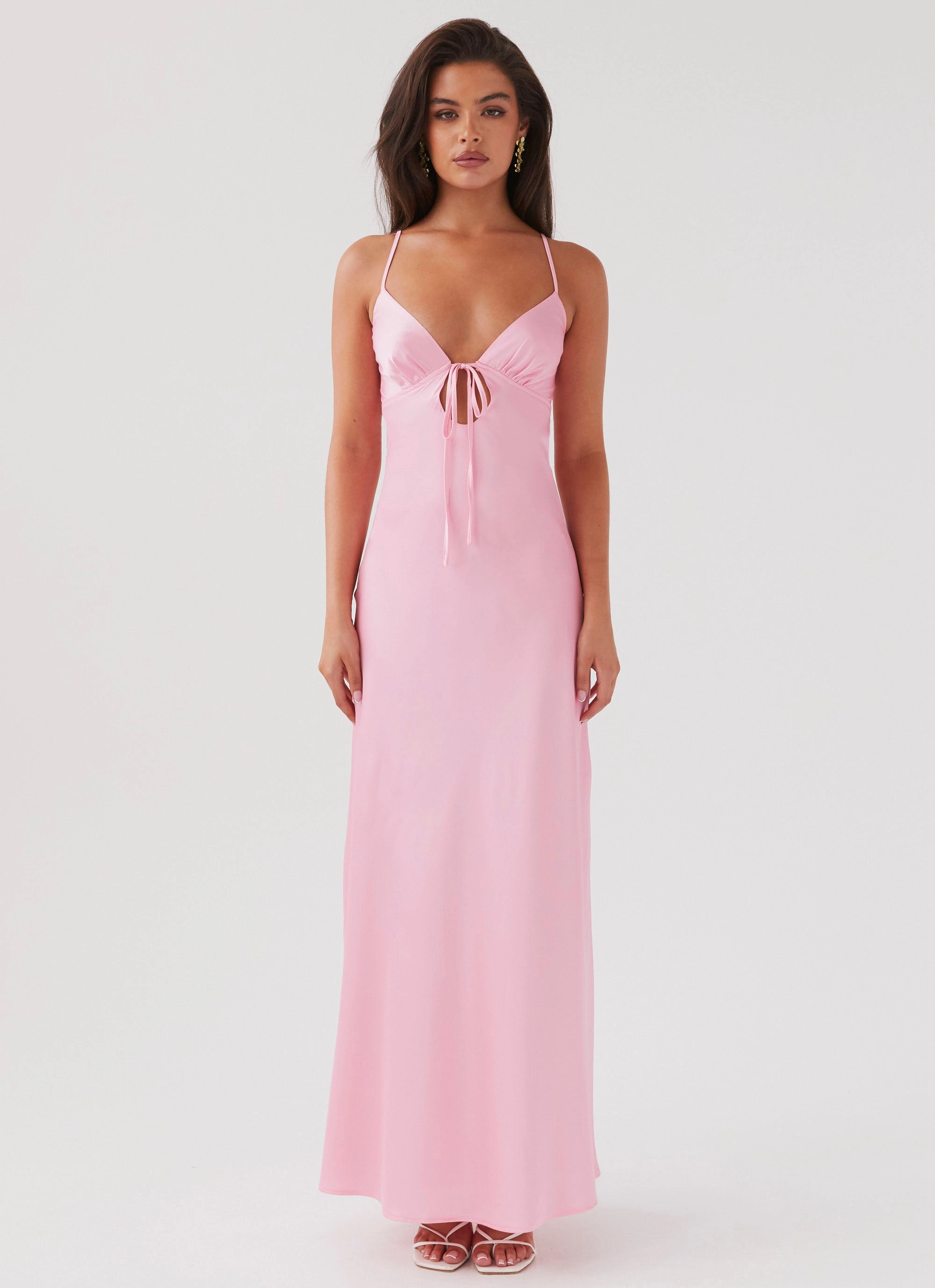 Flora Satin Maxi Dress - Candy Natural Flow Dreamy Texture