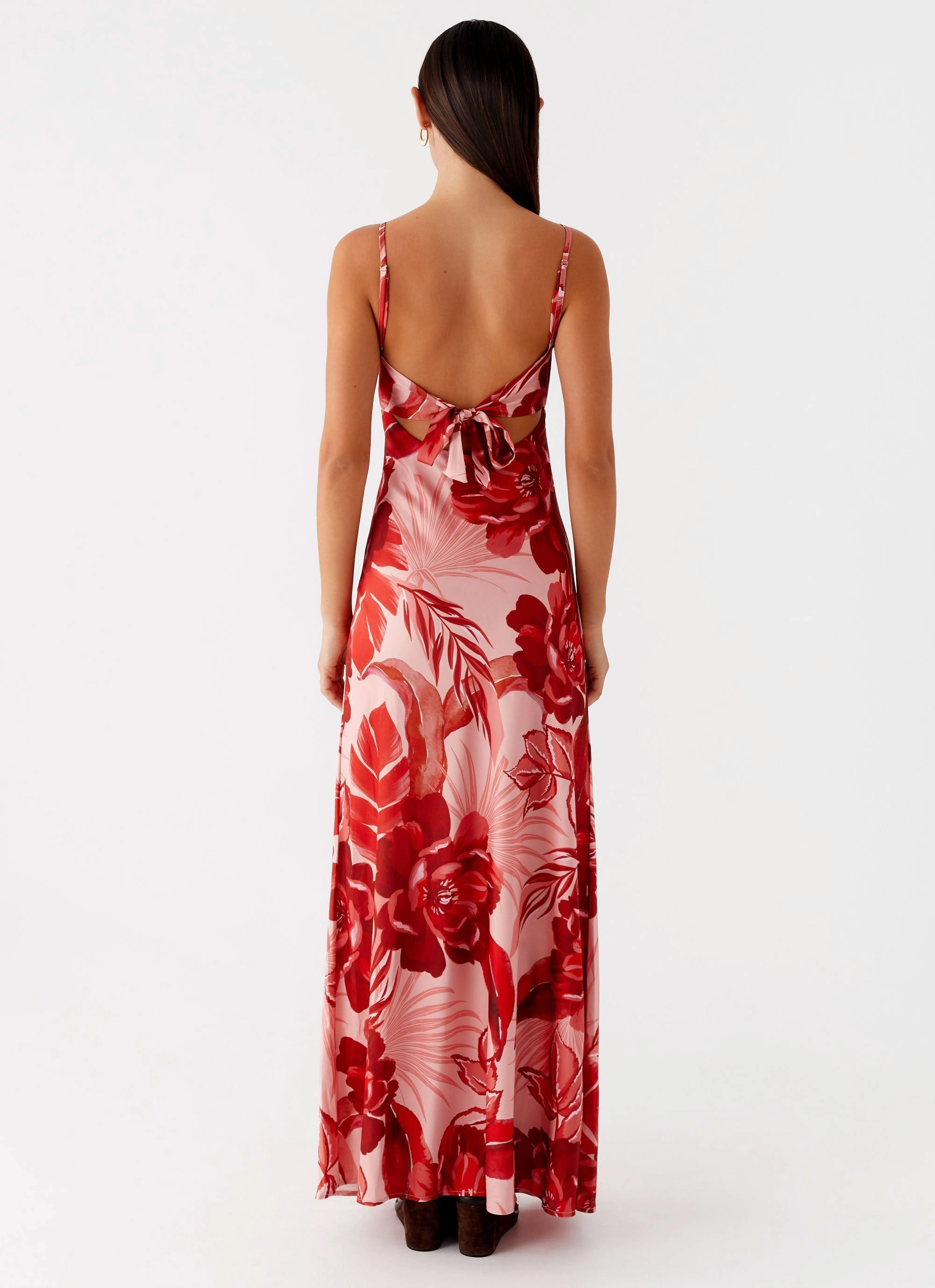 Flora Satin Maxi Dress - Sicily Sunsets Print Comfortable casual dress