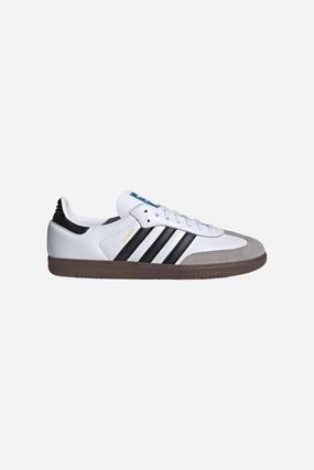 Adidas Samba OG Shoes in Cloud White / Core Black / gum Resilient Form Non Restrictive Toe Box