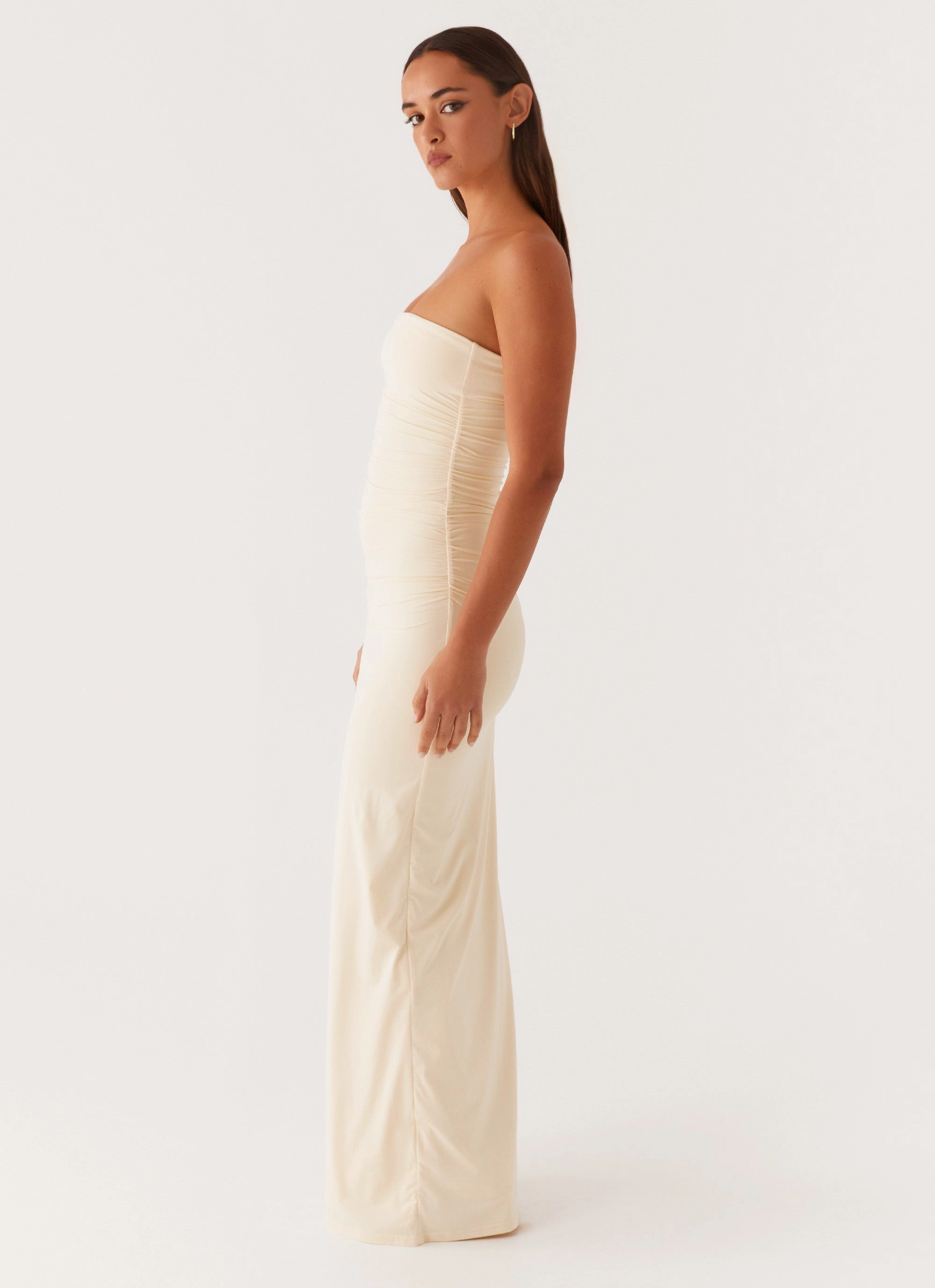Romee Strapless Maxi Dress - Pastel Yellow Bless Glow