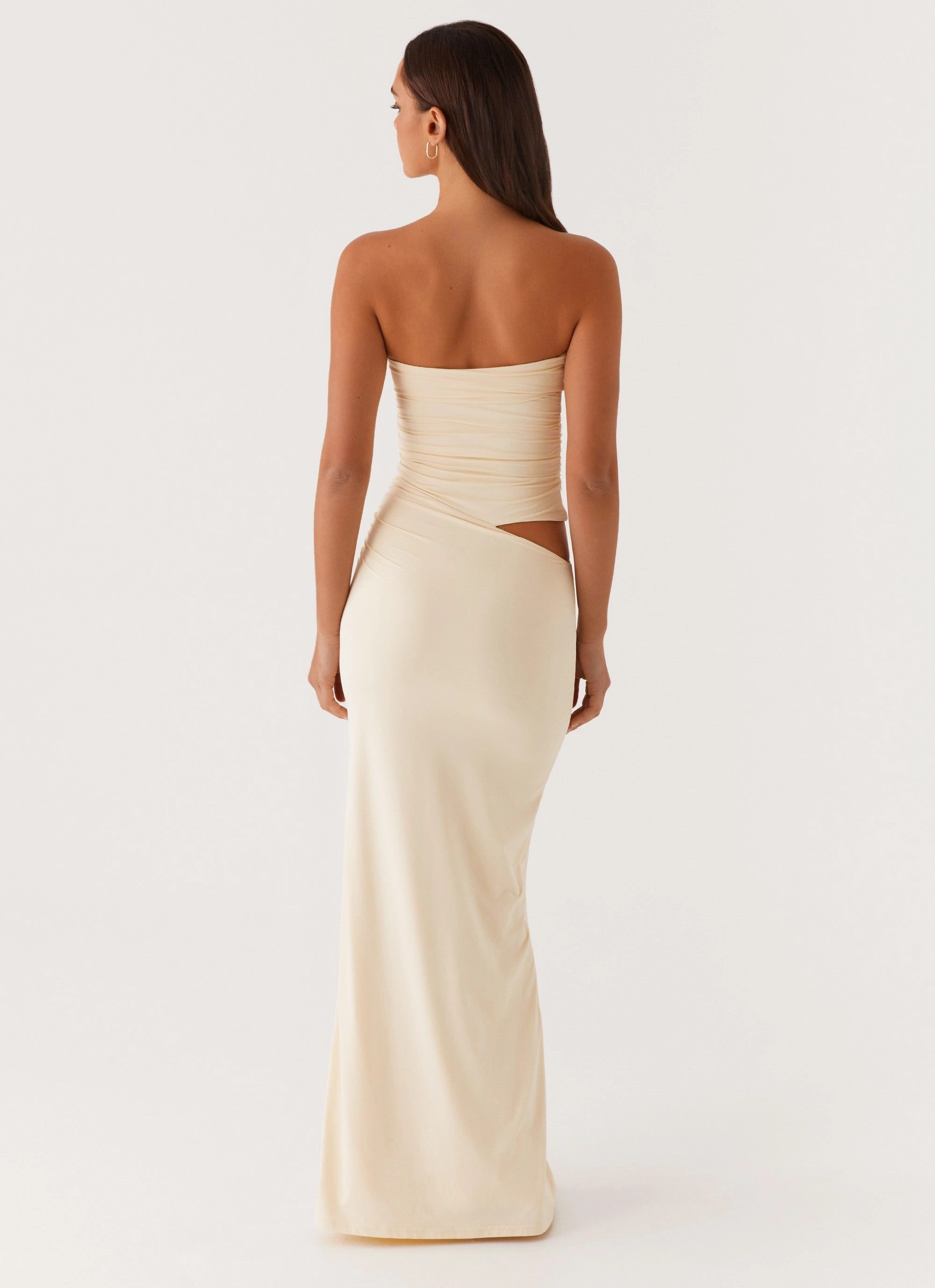 Romee Strapless Maxi Dress - Pastel Yellow Soft Air Sleek long-sleeve dress