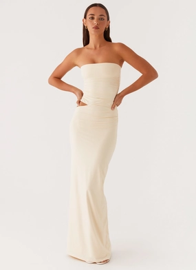 Romee Strapless Maxi Dress - Pastel Yellow Classic Grace