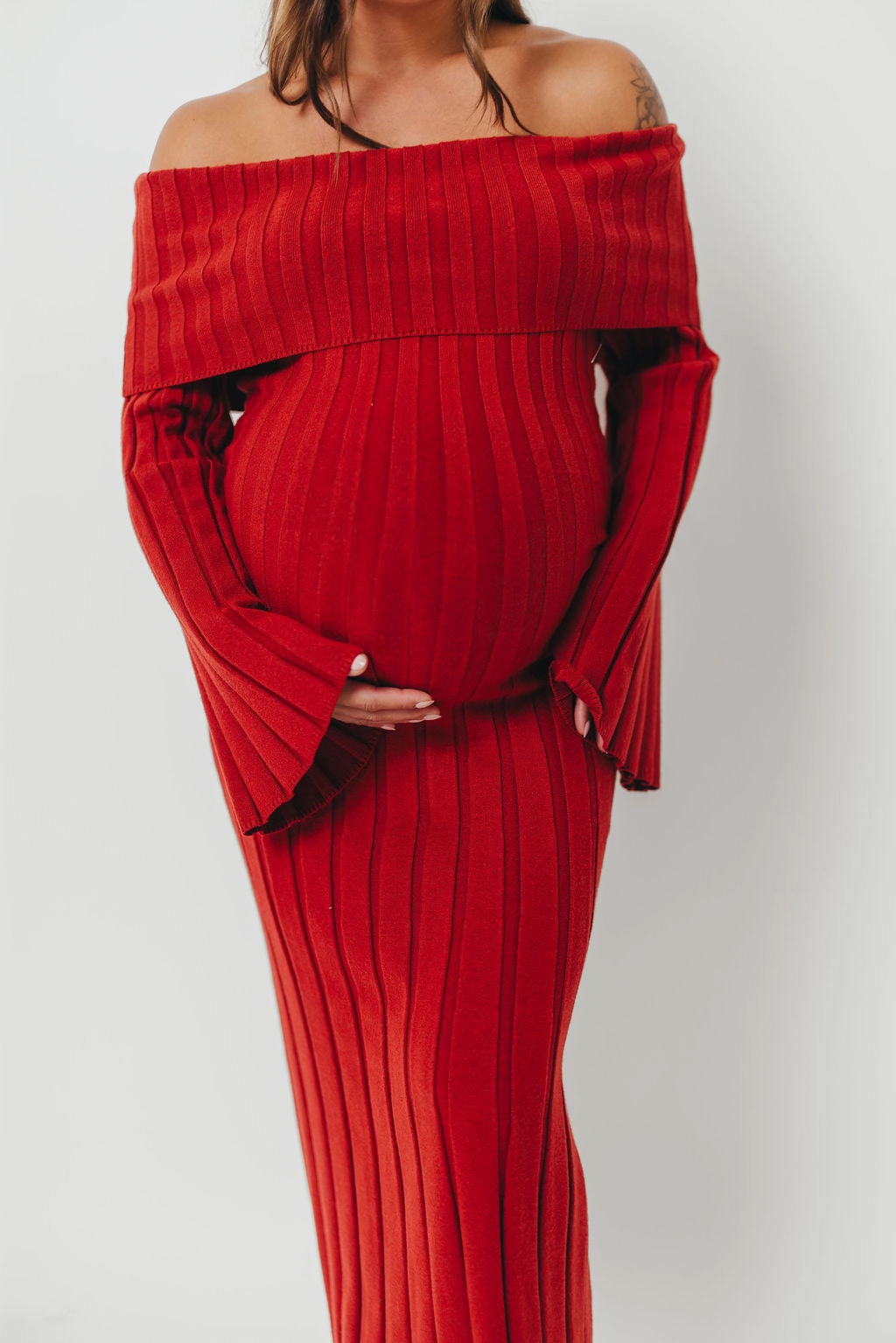 Evella Maxi Dress in Red - Bump Friendly Relaxed Style