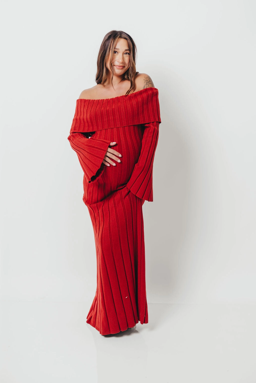 Evella Maxi Dress in Red - Bump Friendly Versatile Edge Fashionable Fit