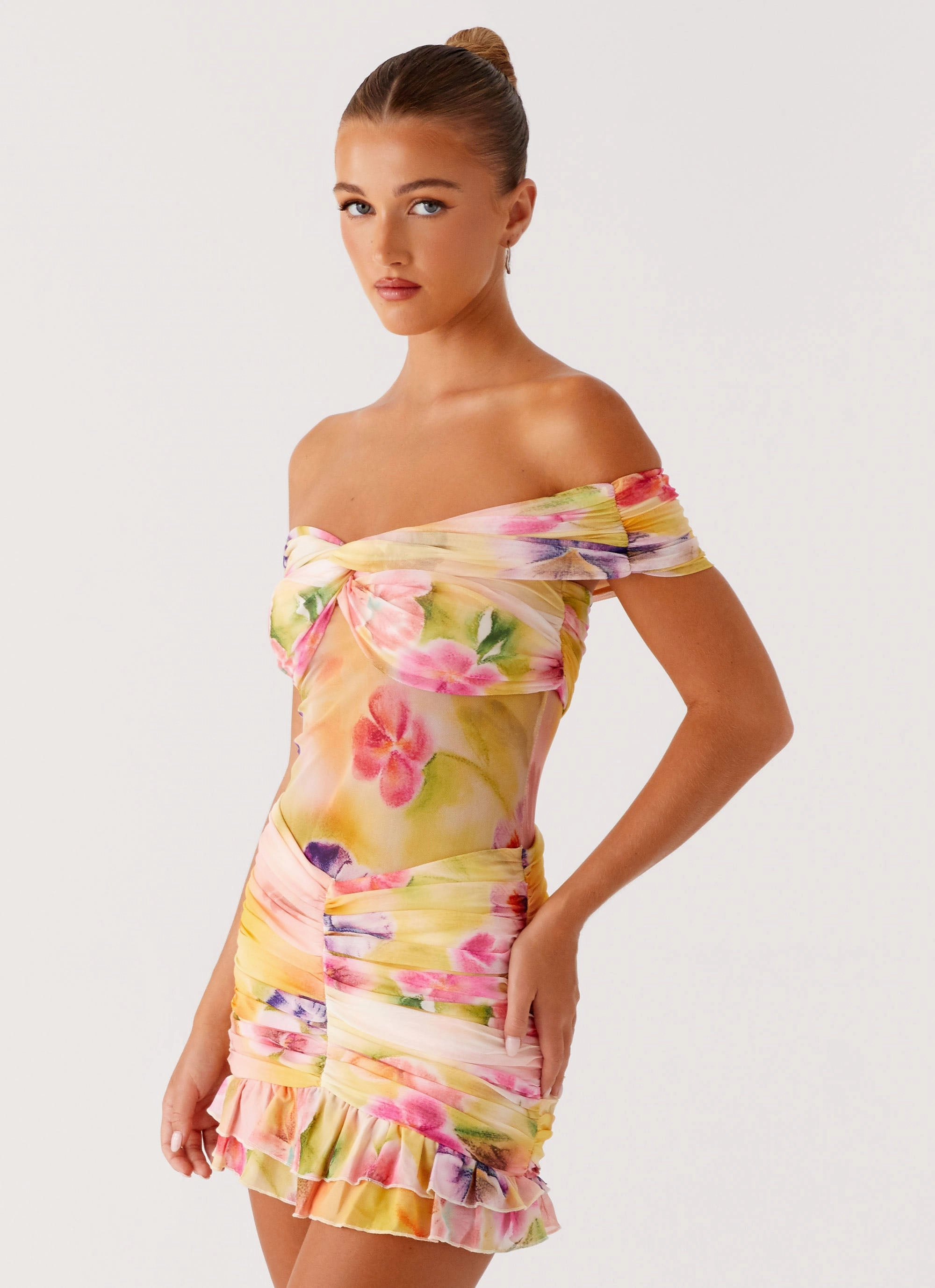 Work-to-Play Wear Neutral Mood Frances Mini Dress - Sunburst Floral