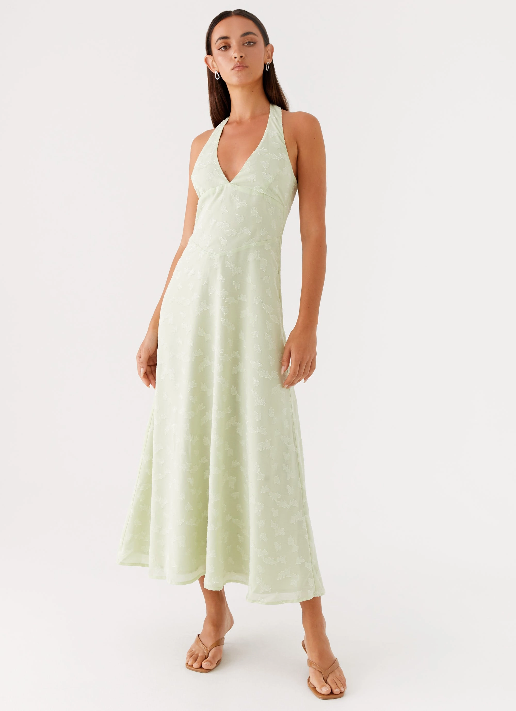 Flattering and Effortless Cool Drape Francesca Midi Dress - Sage