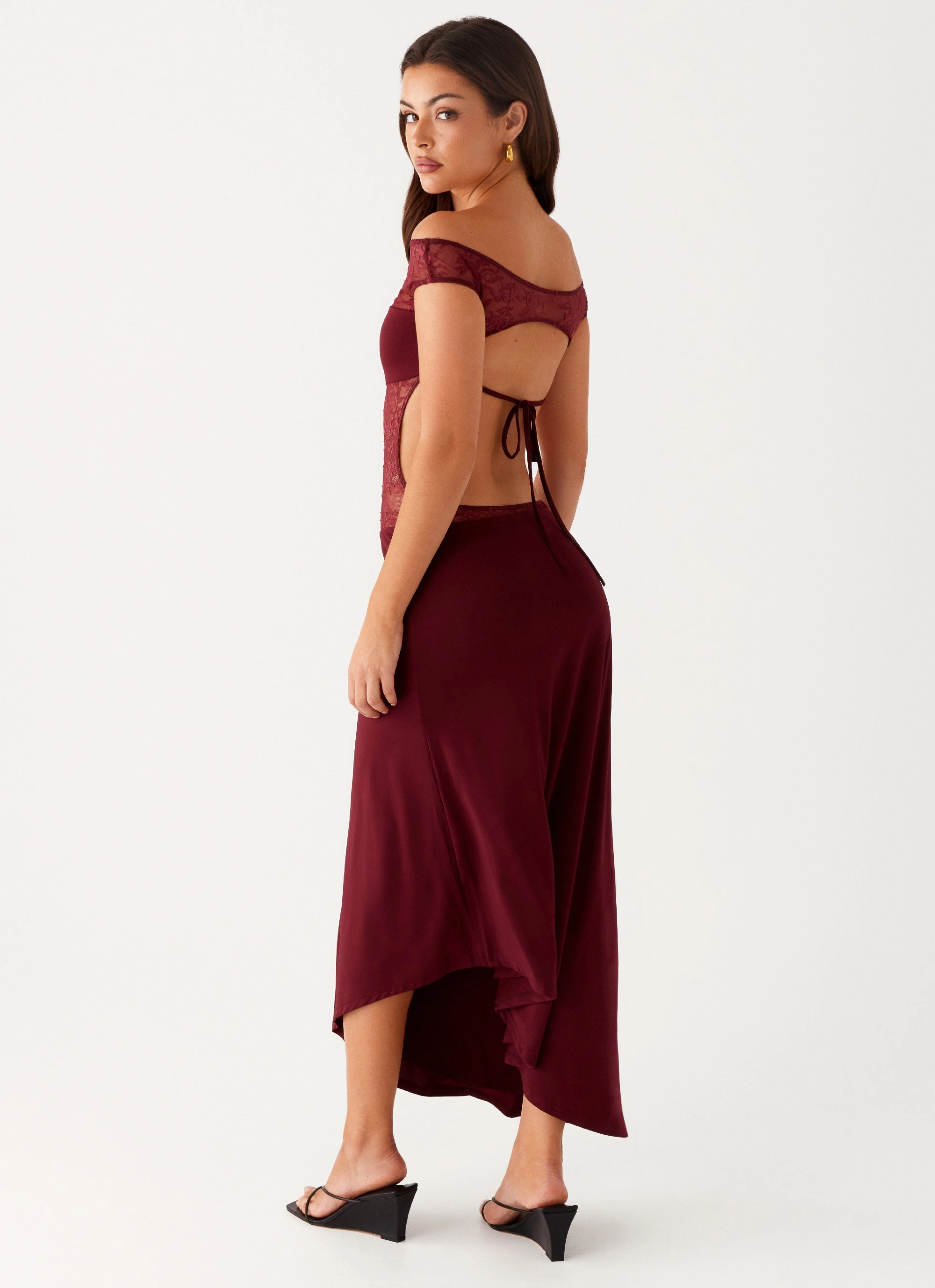Sophisticated Fit Francoise Lace Midi Dress - Burgundy