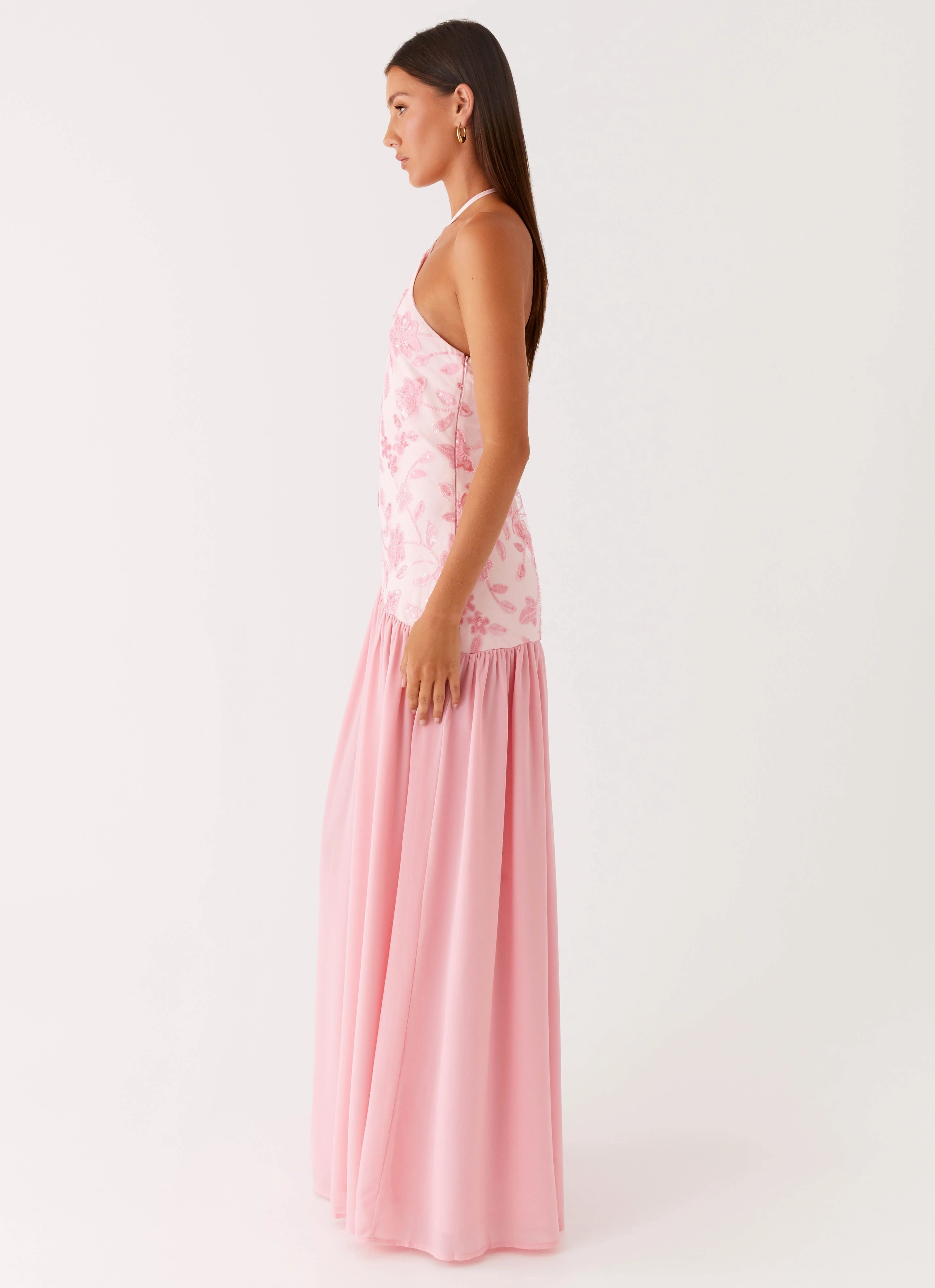 Janelle Beaded Maxi Dress - Pink Confident Mood