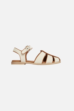 Freda Salvador Sera Fisherman Sandals in Ivory Canvas Poolside Vibes