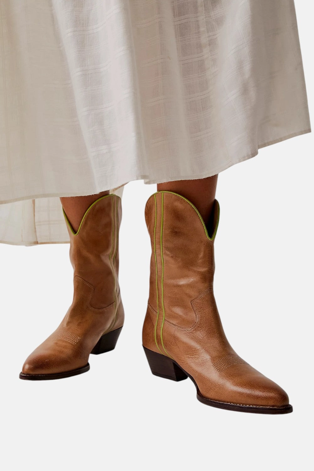 Free People Borderline Western Boots in Distressed Tan Seamless Comfort Night Travel