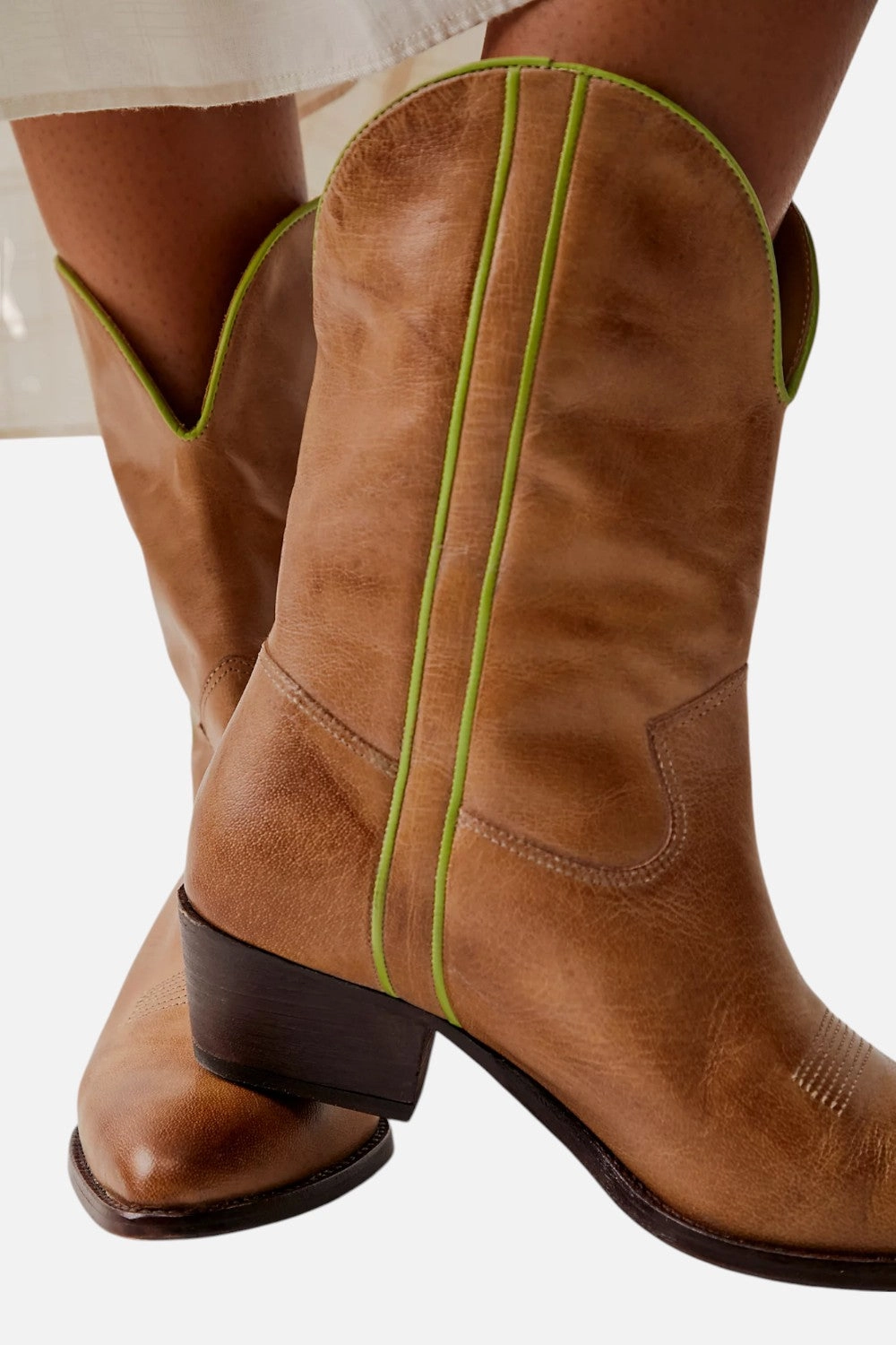 Free People Borderline Western Boots in Distressed Tan City Trek