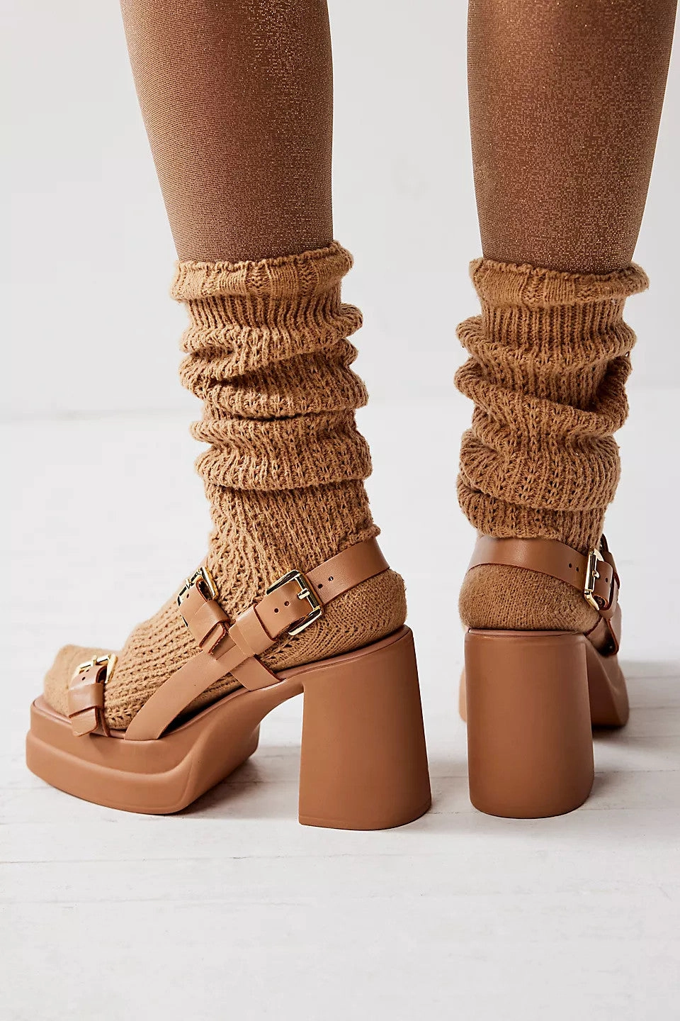 Free People Shoes Pamela Double Stack Platform Heels in Vachetta suede look