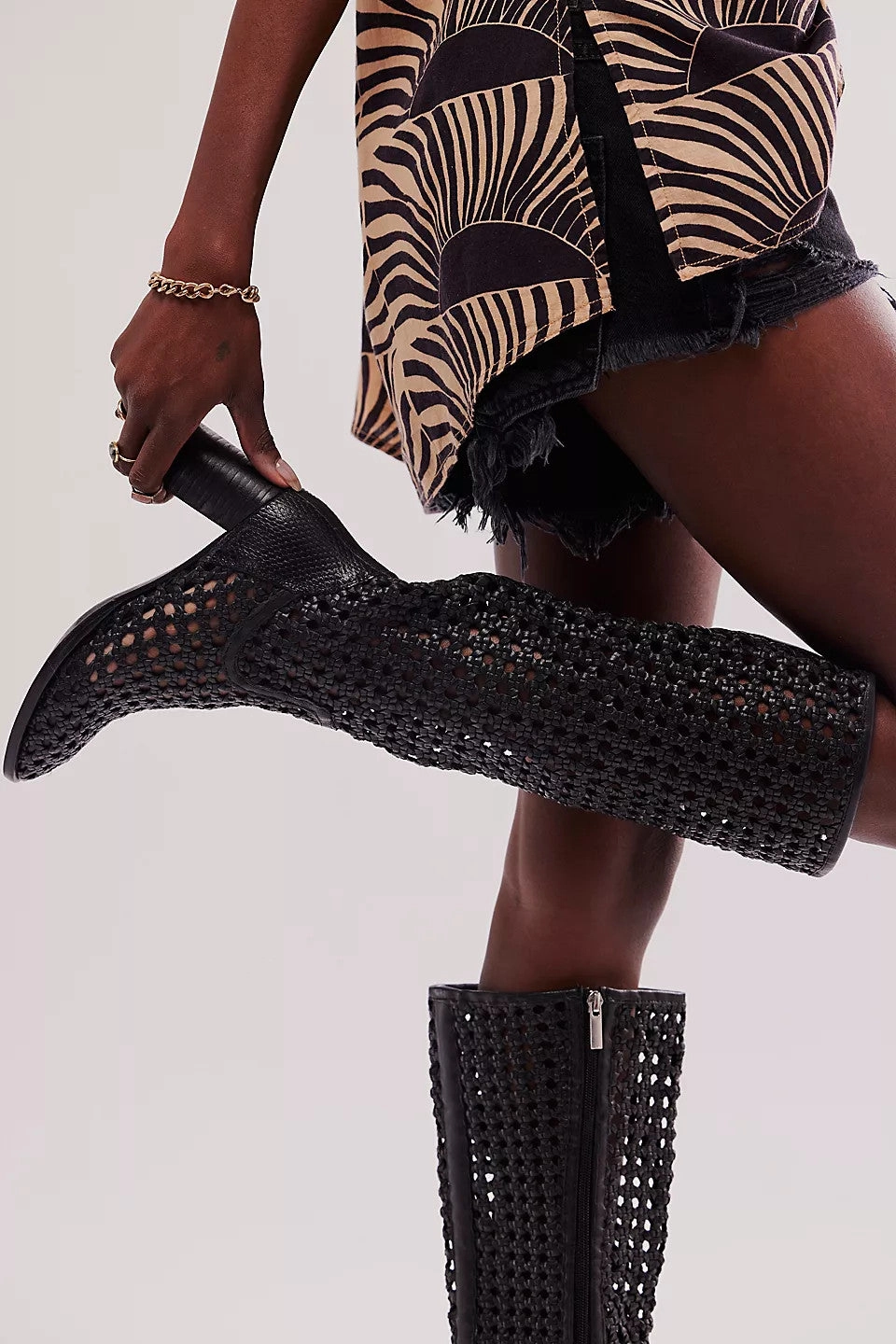 Arch Support System LaceUp Free People Woodstock Woven Boots in Black