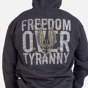 Freedom Over Tyranny Hoodie - Black Vintage Wash Effect