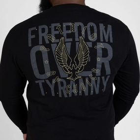 Flexible Cuff Design Earrings Freedom Over Tyranny Long Sleeve - Black