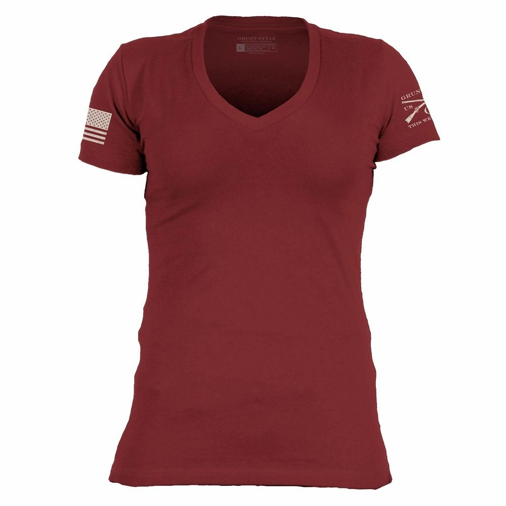 Basic T-Shirt Women's V-Neck - Red Plum Summer Essential