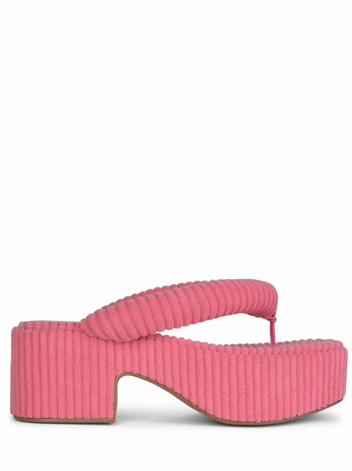Flexible Walk Jeffrey Campbell Luau-2 Pink Stripe Terry Cloth Platform Sandals