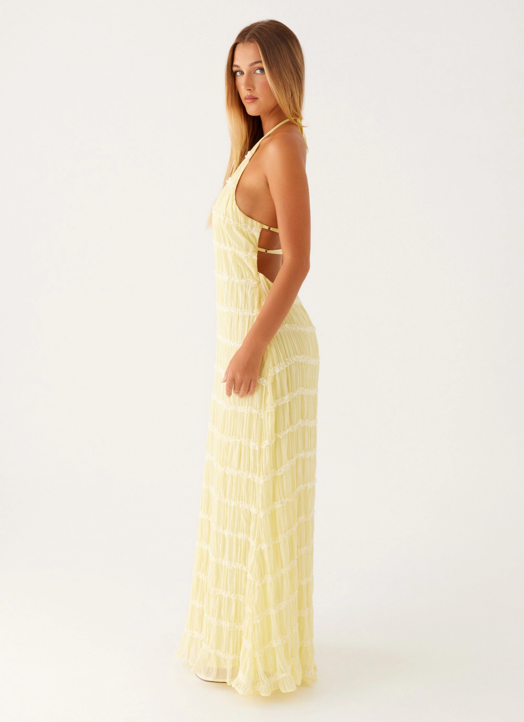 Smooth Drape flattering appearance Aullie Maxi Dress - Yellow