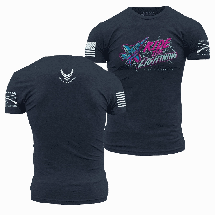 Cozy Vibes USAF - Ride The Lightning T-Shirt - Midnight Navy
