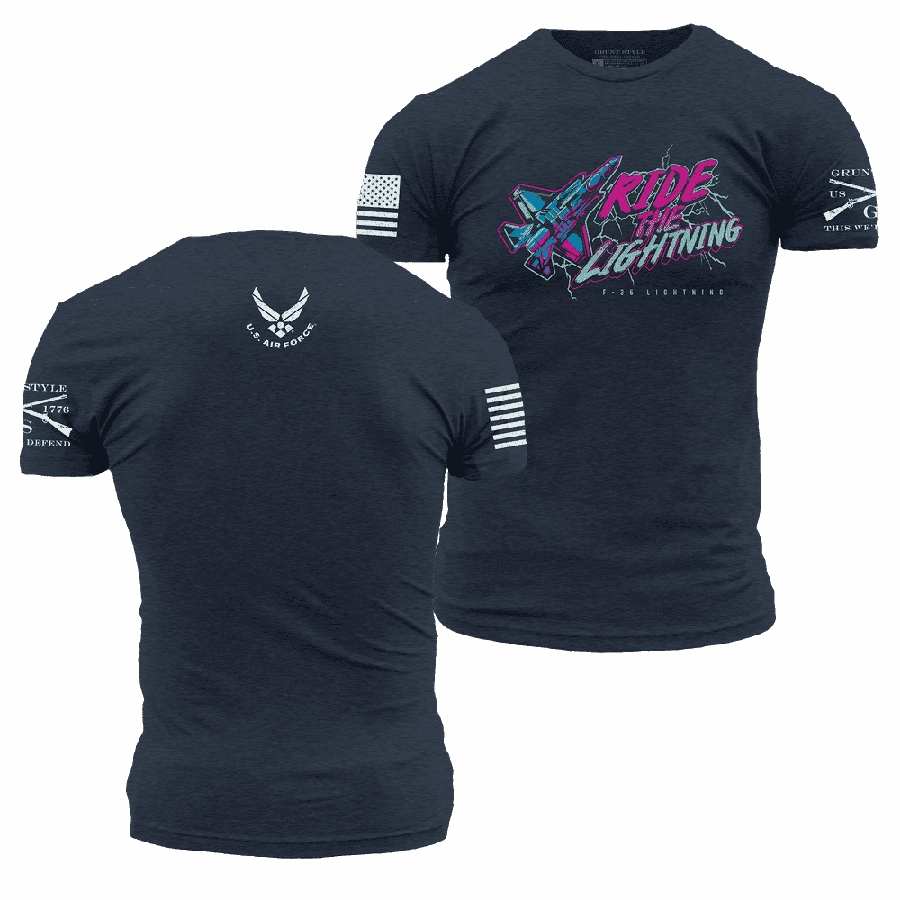 Zero Waste Production USAF - Ride The Lightning T-Shirt - Midnight Navy