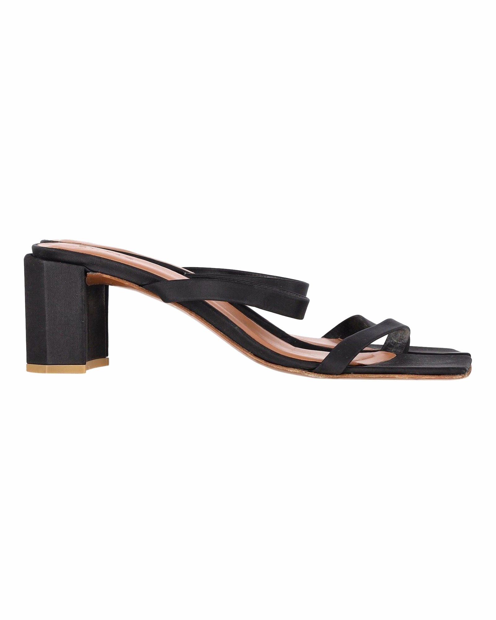 By Far Tanya Mules Sandals in Black Satin Effortless Beach Wear GelCushion