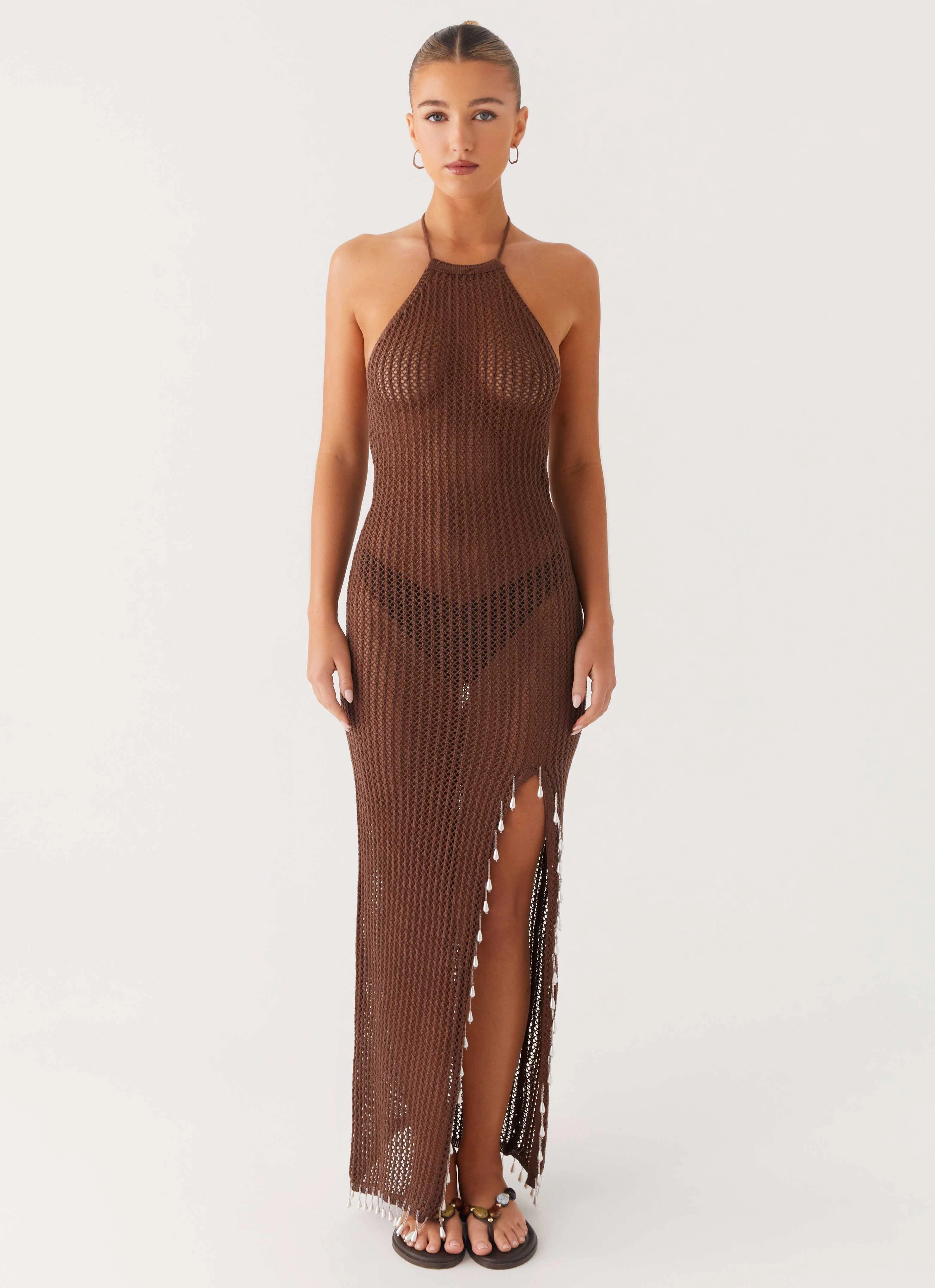 Fennella Beaded Maxi Dress - Chocolate Smart Silhouette