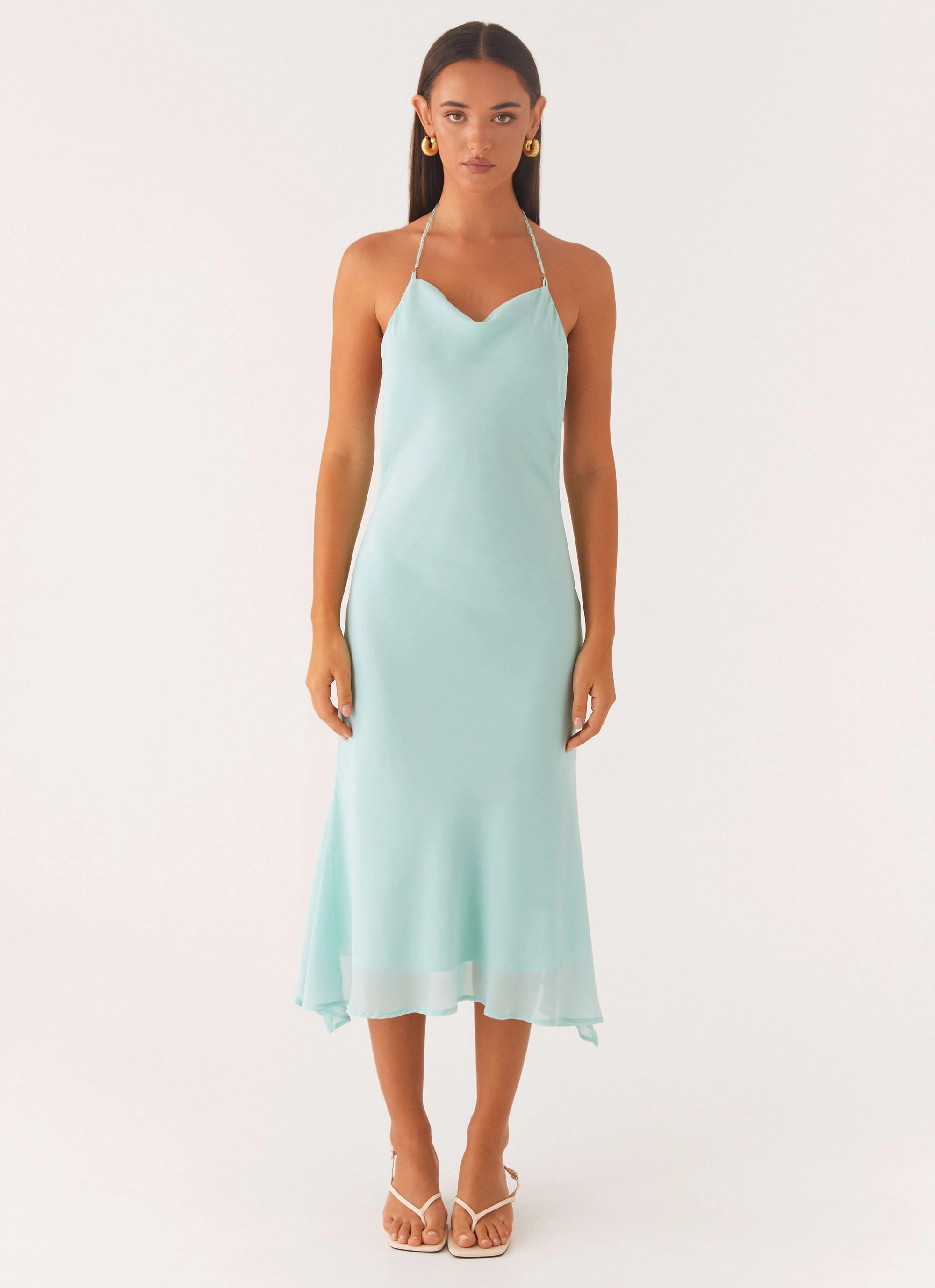 Stain-Resistant Deep Dive Midi Dress - Pale Blue