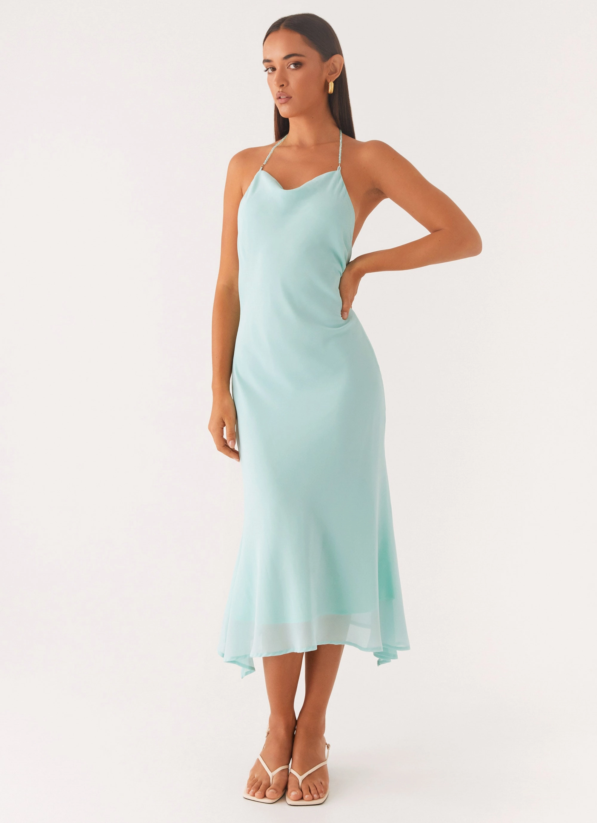Deep Dive Midi Dress - Pale Blue Magnetic-Closure Maternity-Fit
