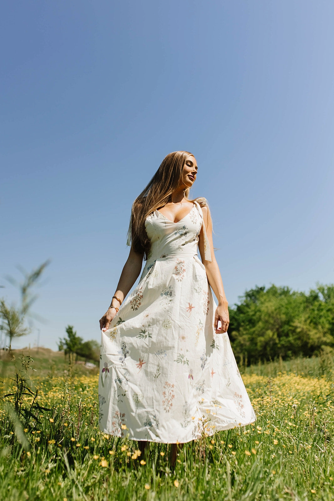 Perfect Shape Fawna Floral Midi Dress in Cream *Final-Sale*