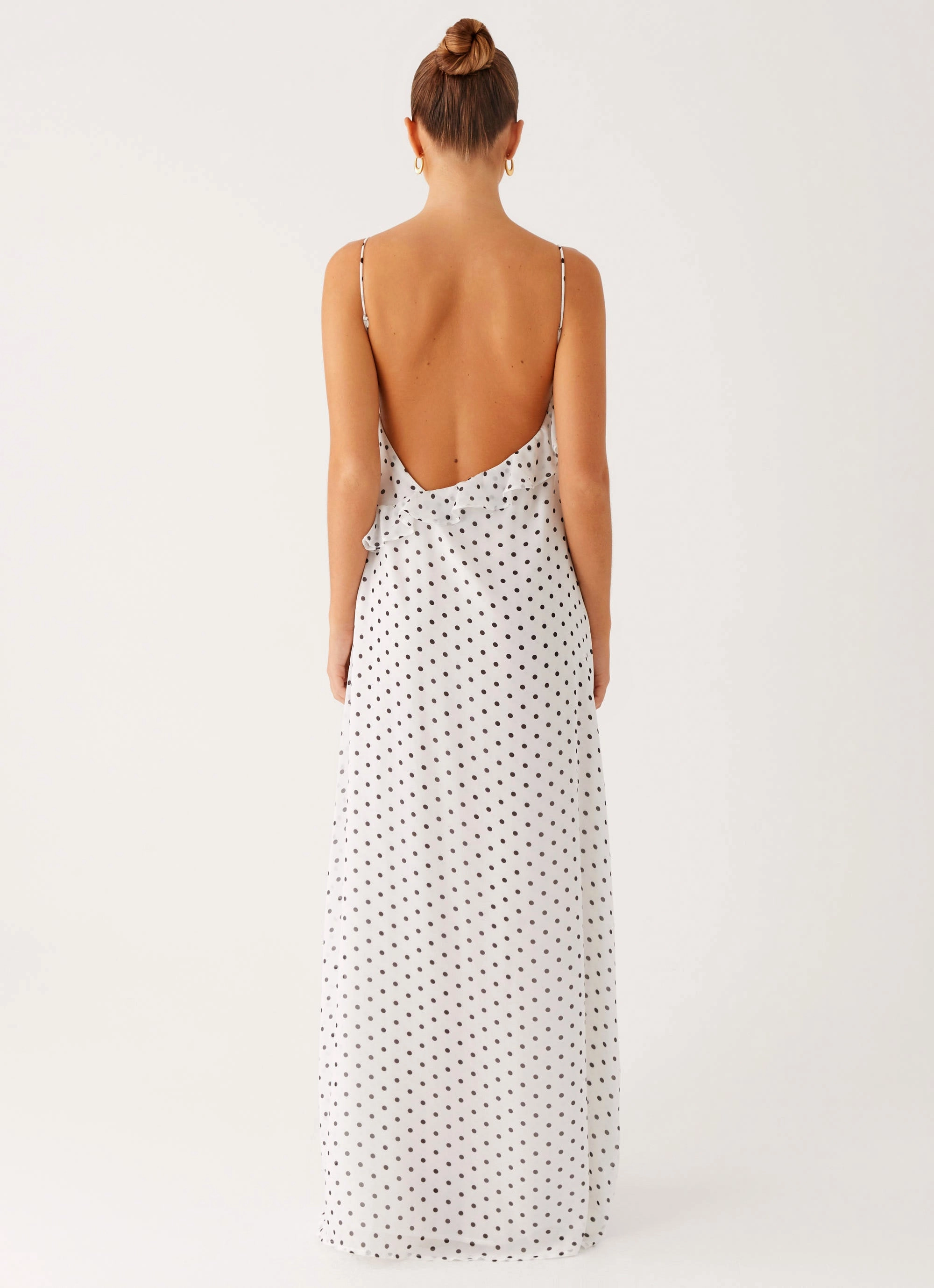 Relax Mode Cozy Fit Harri Maxi Dress - White Polka Dot