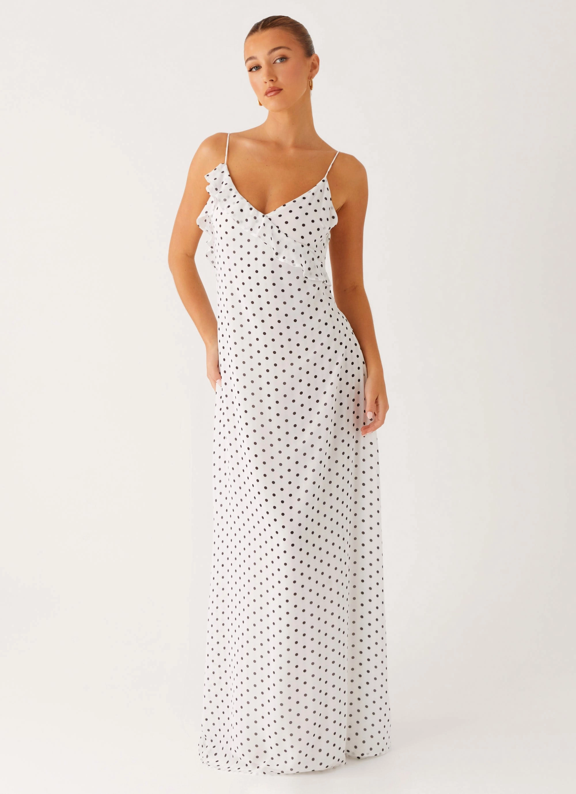 Easy Layering Harri Maxi Dress - White Polka Dot