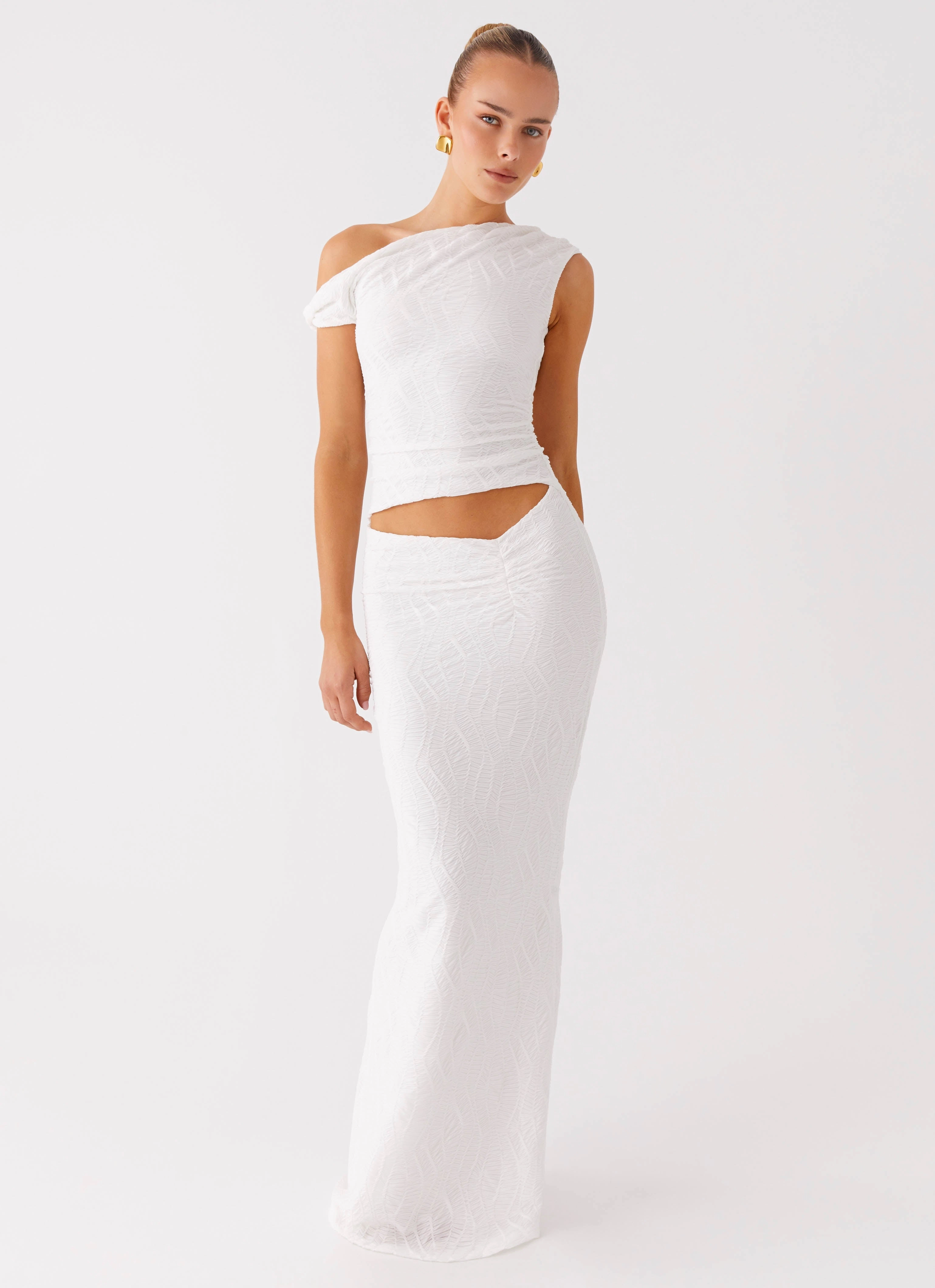Sophisticated Touch Galantis One Shoulder Maxi Dress - White