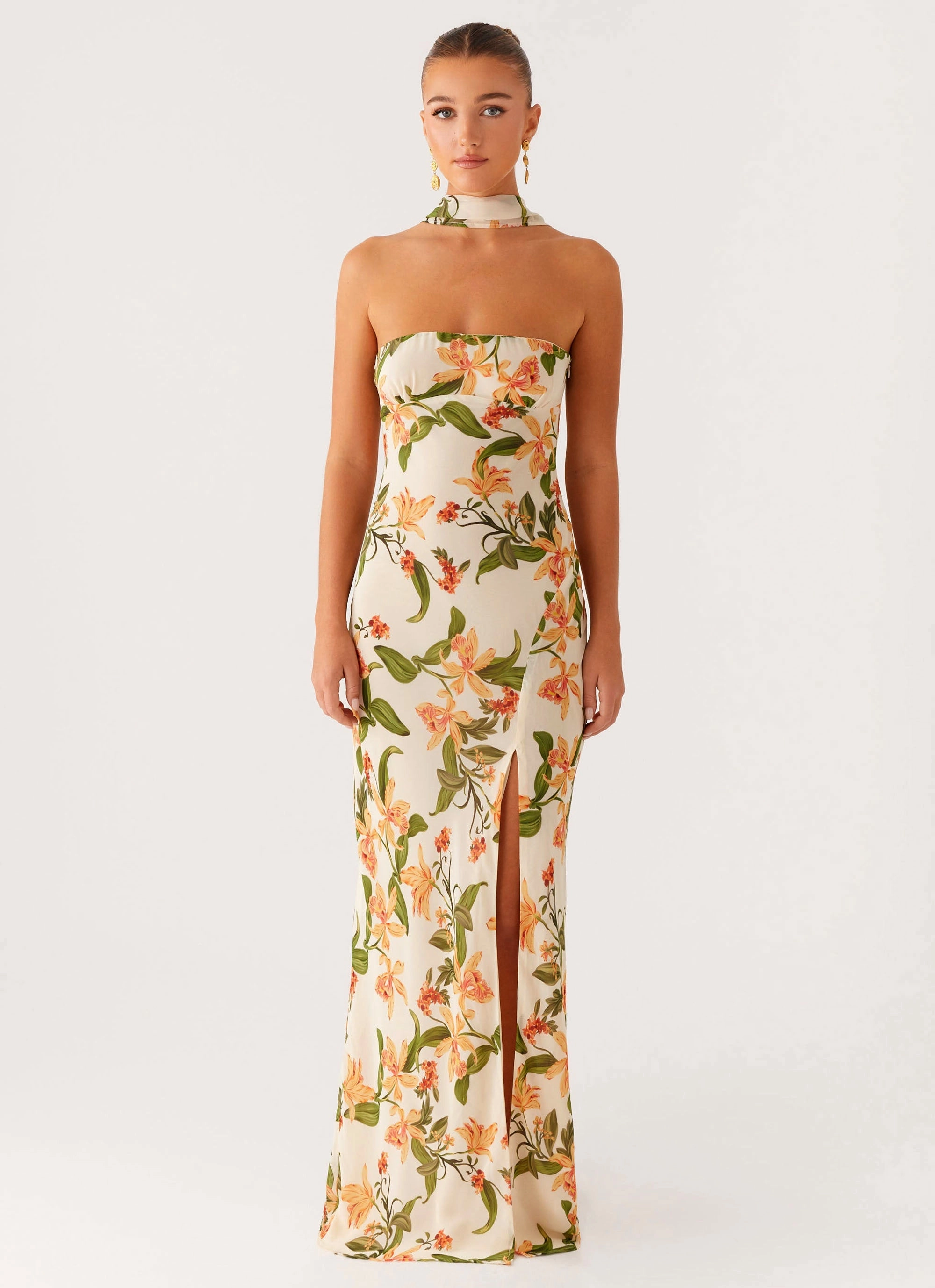 Gali Strapless Maxi Dress - Floral Print Elegant Charm