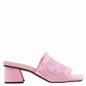 Ganni Ladies Light Lilac Kitten Heel Smock Mules Perfect For Beach