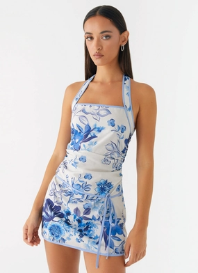 Garden Party Mini Dress - Serene Sky Floral Day Ready
