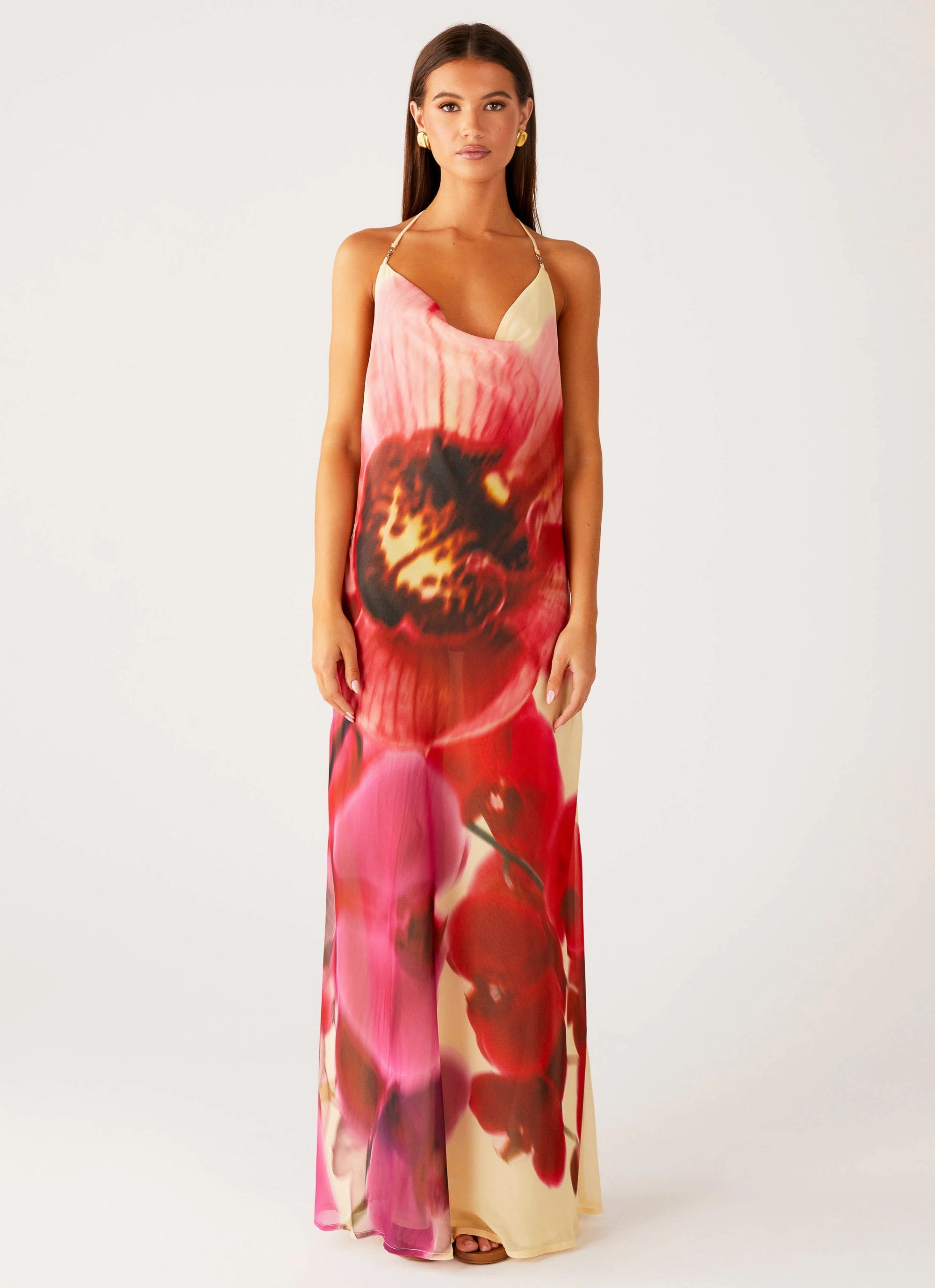 Bold colors Morning Crush Cowl Maxi Dress - Yellow Bloom