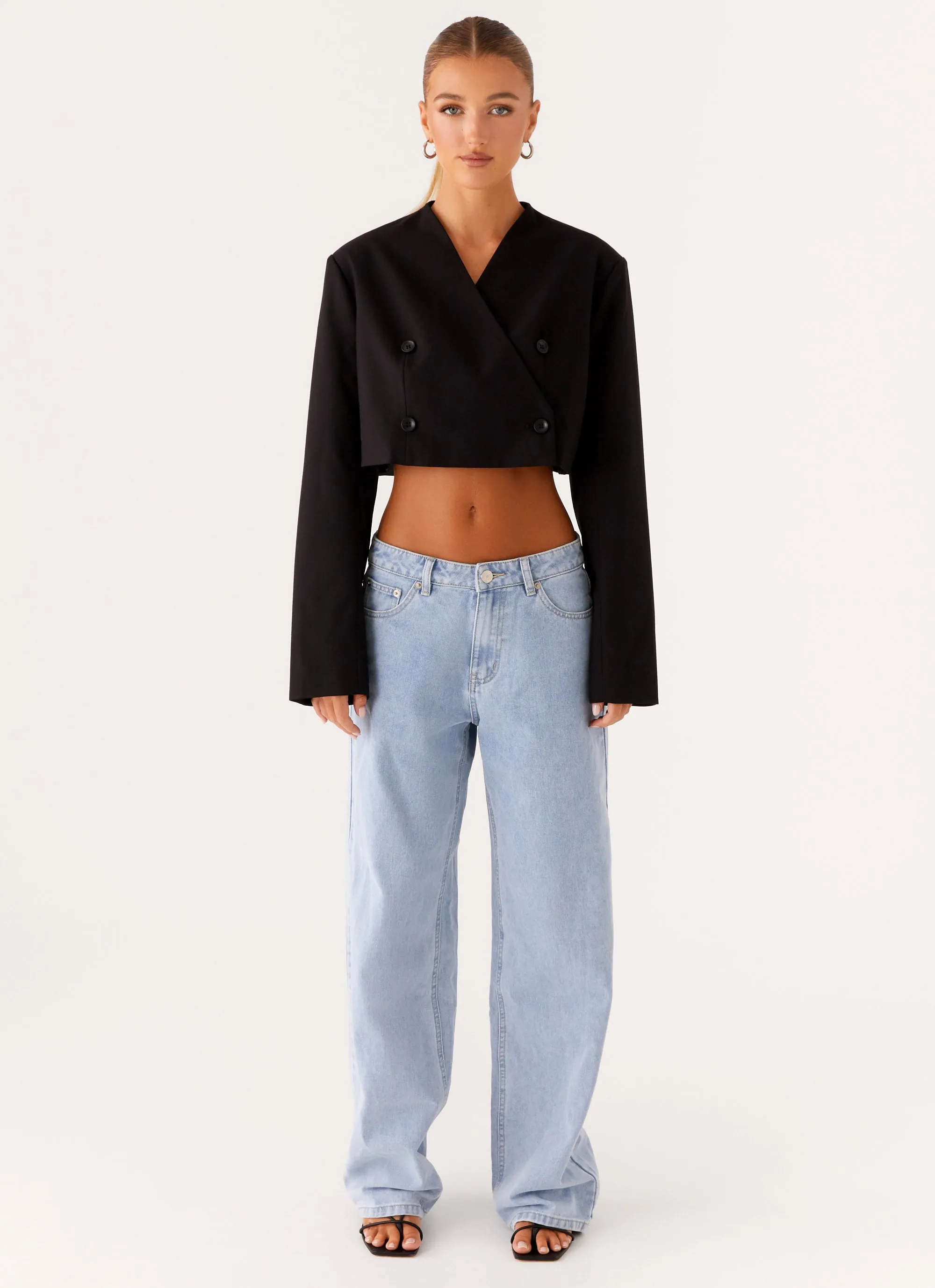 Vegan Option Quality Giana Cropped Blazer - Black