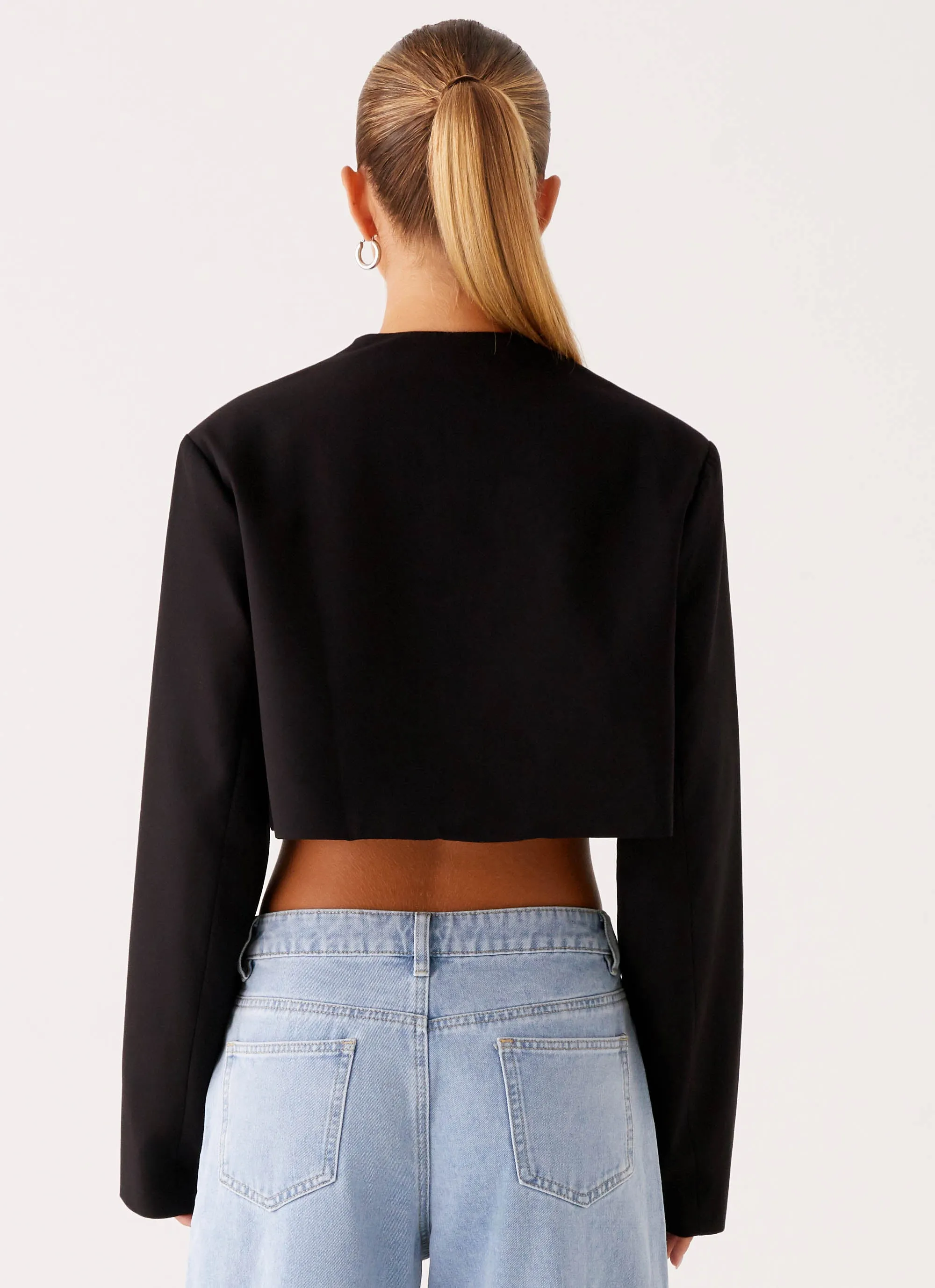 Giana Cropped Blazer - Black Flight