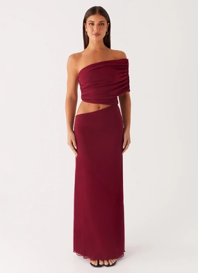 Clean Aesthetic Pure Aesthetic Gillian Maxi Dress - Maroon