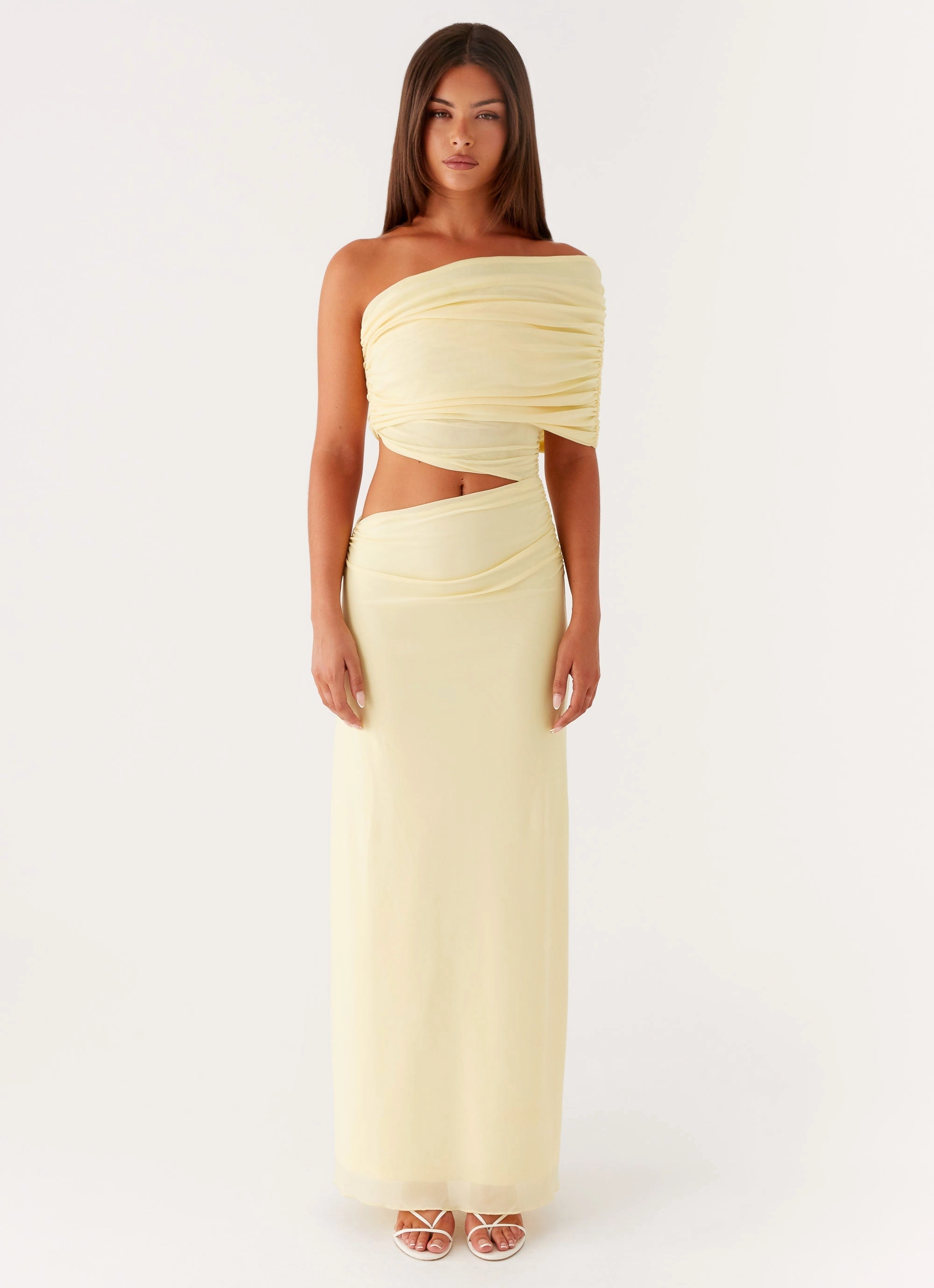 Mixed Fabric Gillian Maxi Dress - Yellow