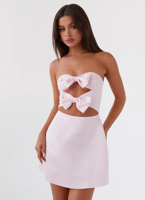 Silky texture Girl Crush Bow Mini Dress - Pink