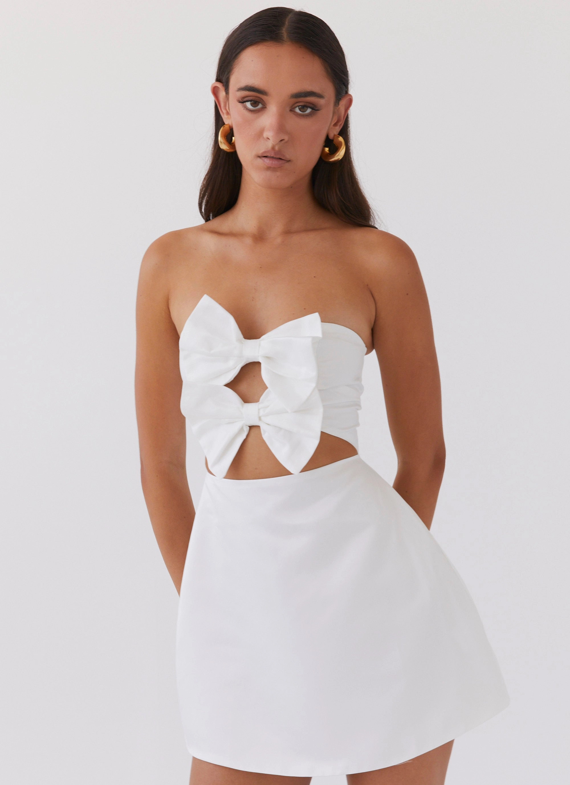 Girl Crush Bow Mini Dress - White Work or Play