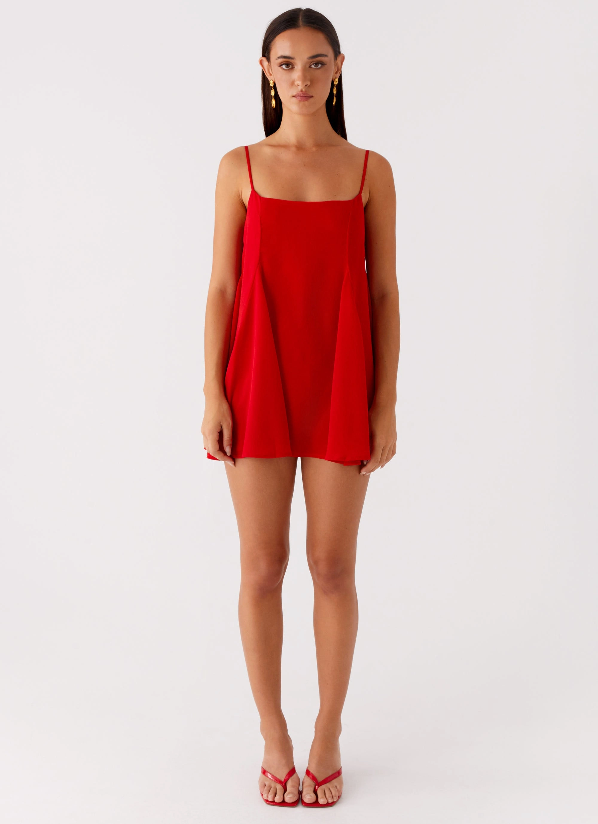 Modern Layering Godets Hem Mini Dress - Red